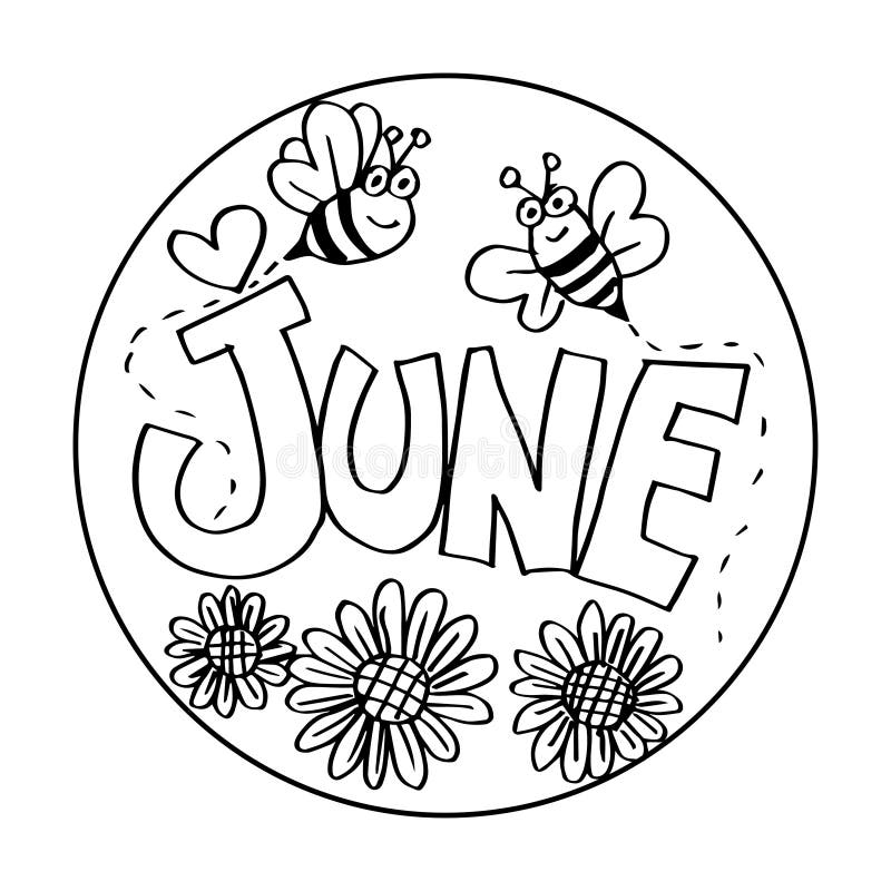 June Coloring Pages For Kids Stock Illustration Illustration Of Colouring Black 122425336