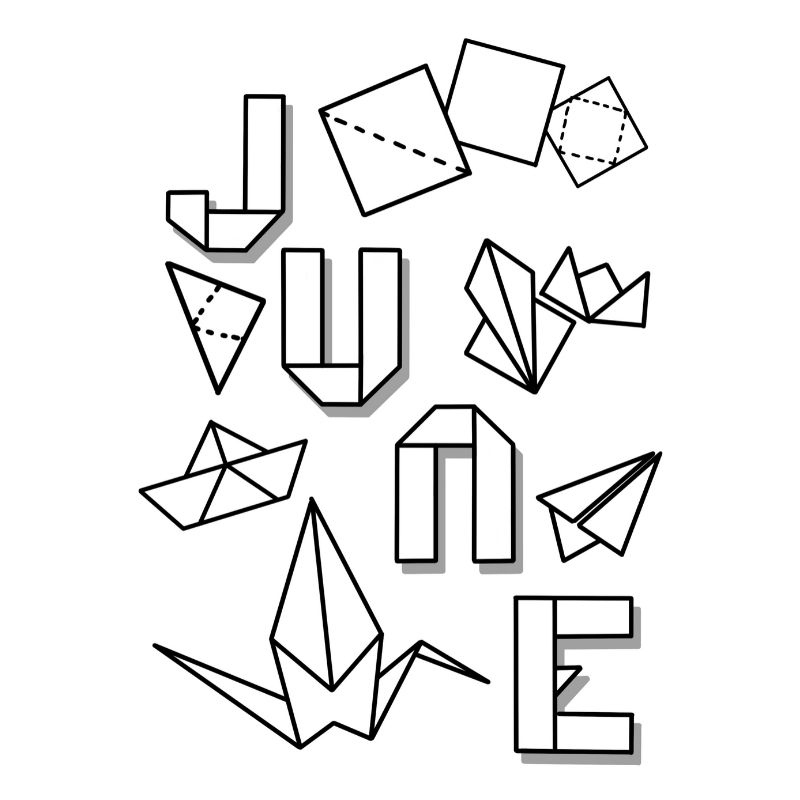 June Origami Theme Complete Month Printable Bullet Journal Planner Pages Lorelsberg