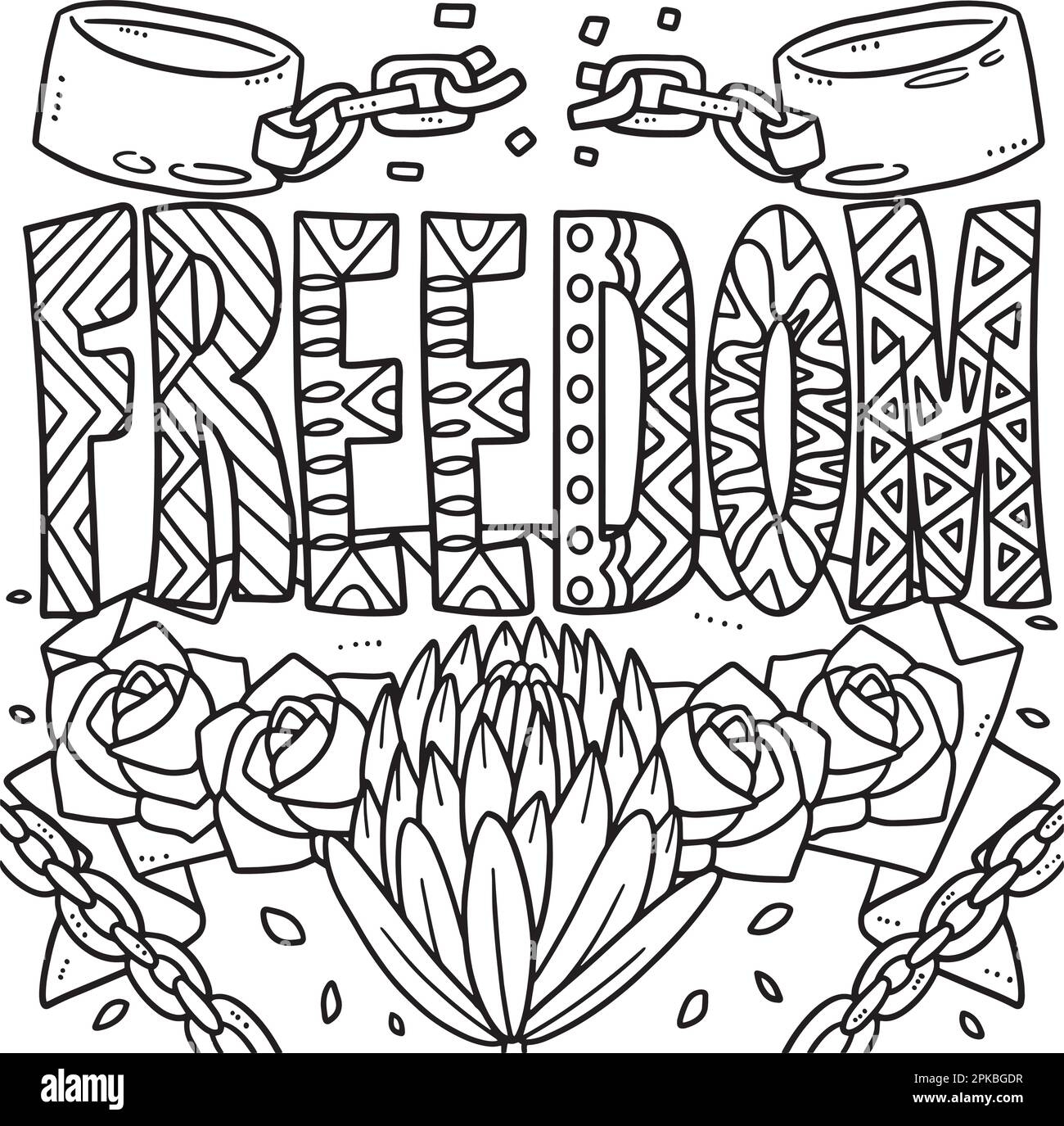 Juneteenth Freedom Coloring Page For Kids Stock Vector Image Art Alamy