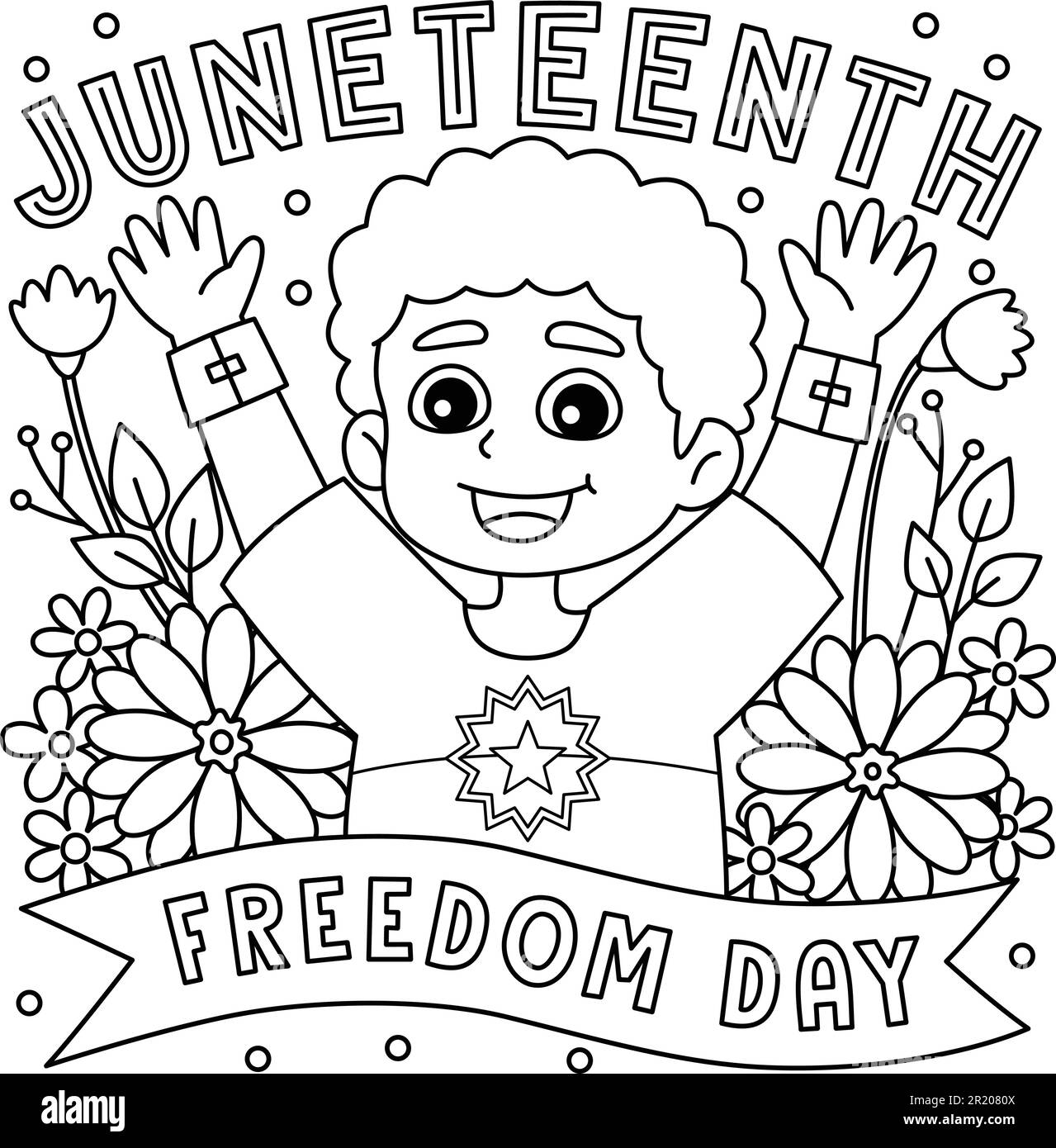 Juneteenth Freedom Day Coloring Page For Kids Stock Vector Image Art Alamy
