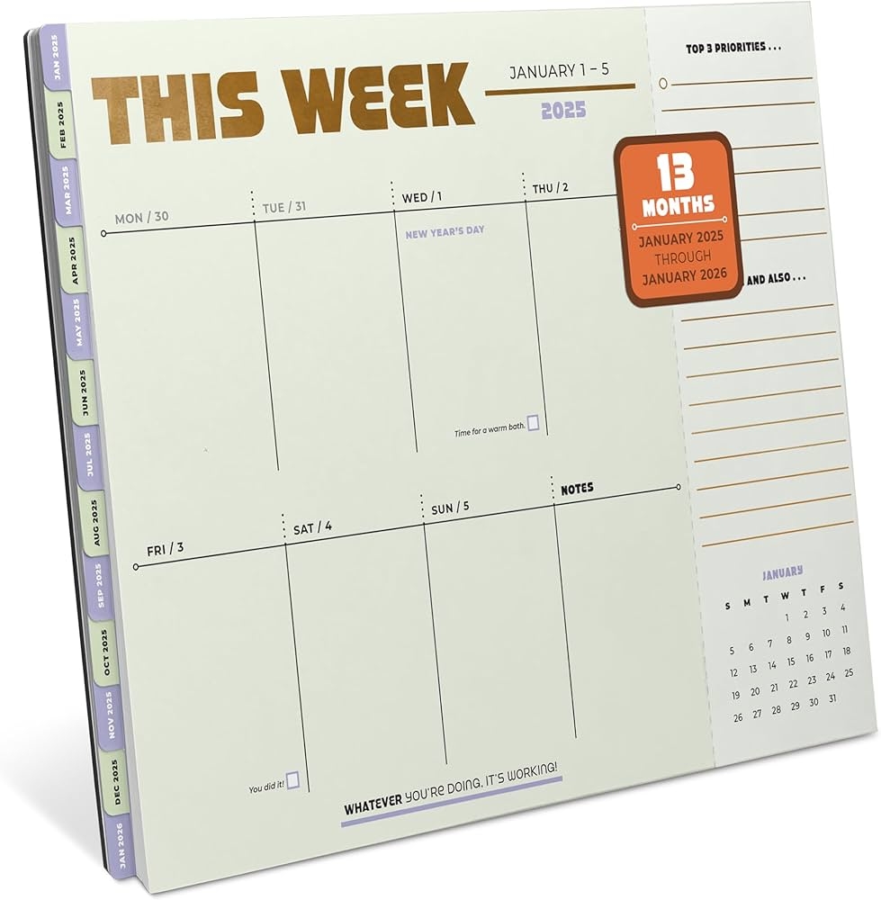 Knock Knock This Week Weekly Desktop Calendar 13 Months Jan 2025 Jan 2026 