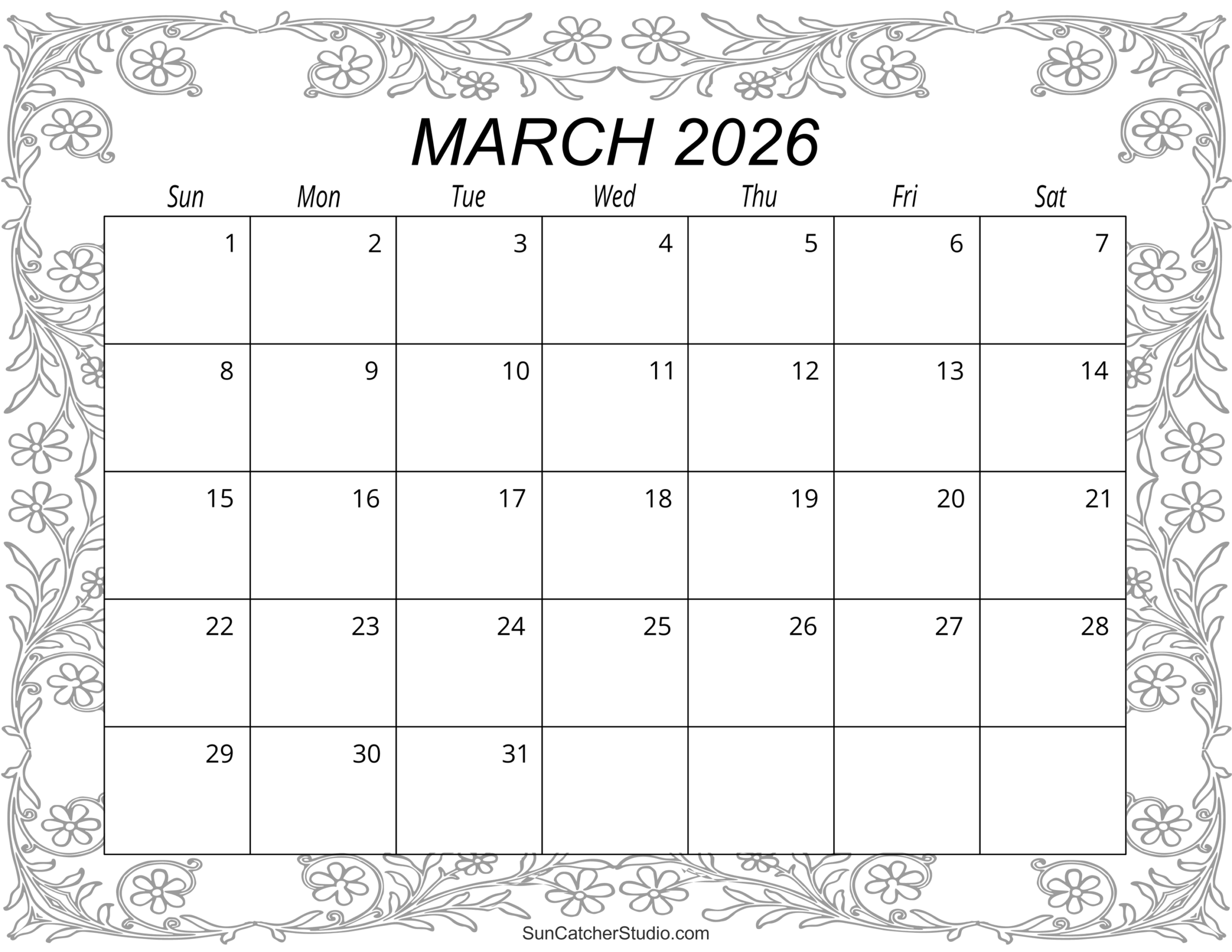 Calender For March 2026