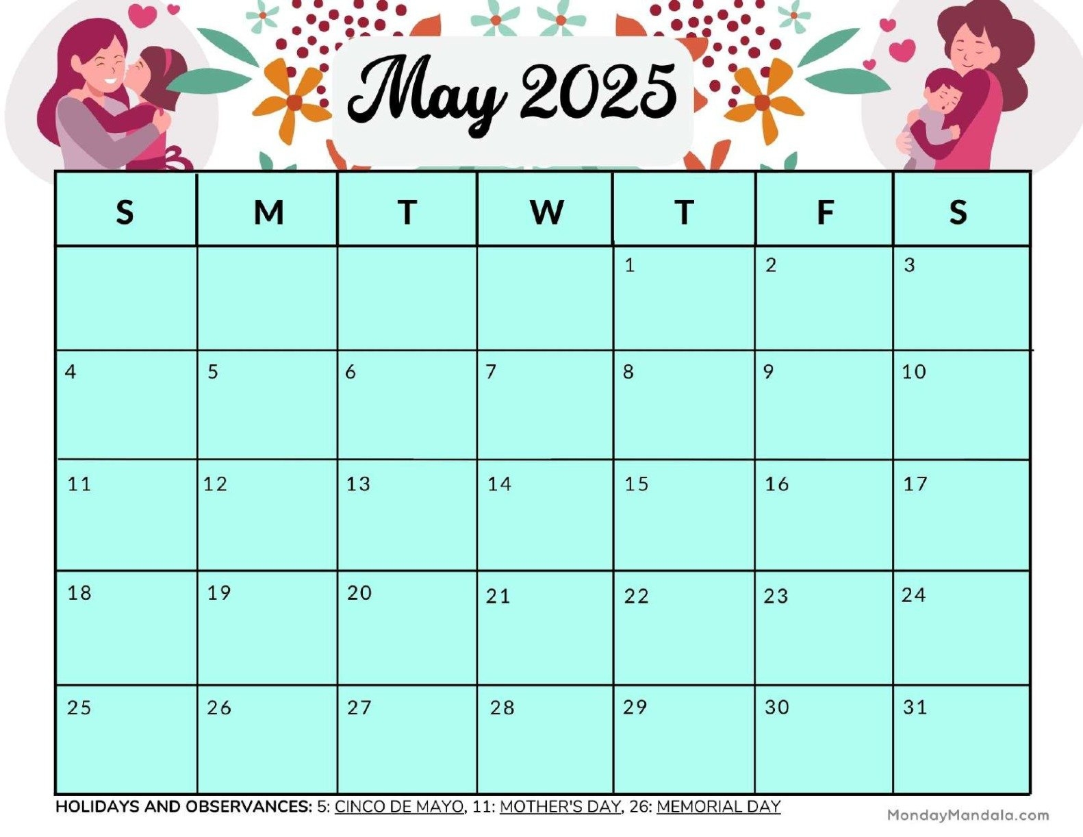 May 2025 Calendar 52 Free PDF Printables 