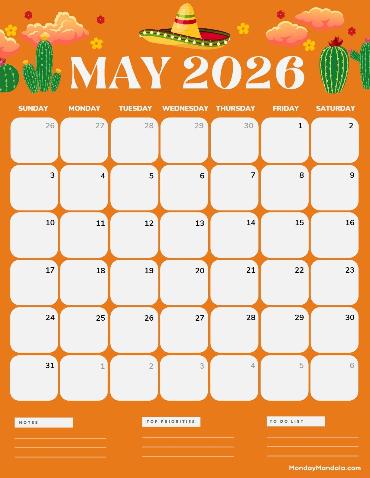 May Calendar 2026 Desktop Wallpaper