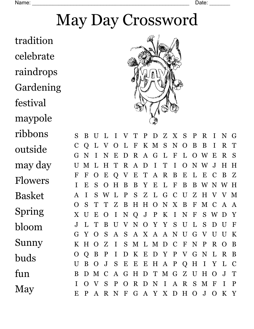 May Word Search Printable