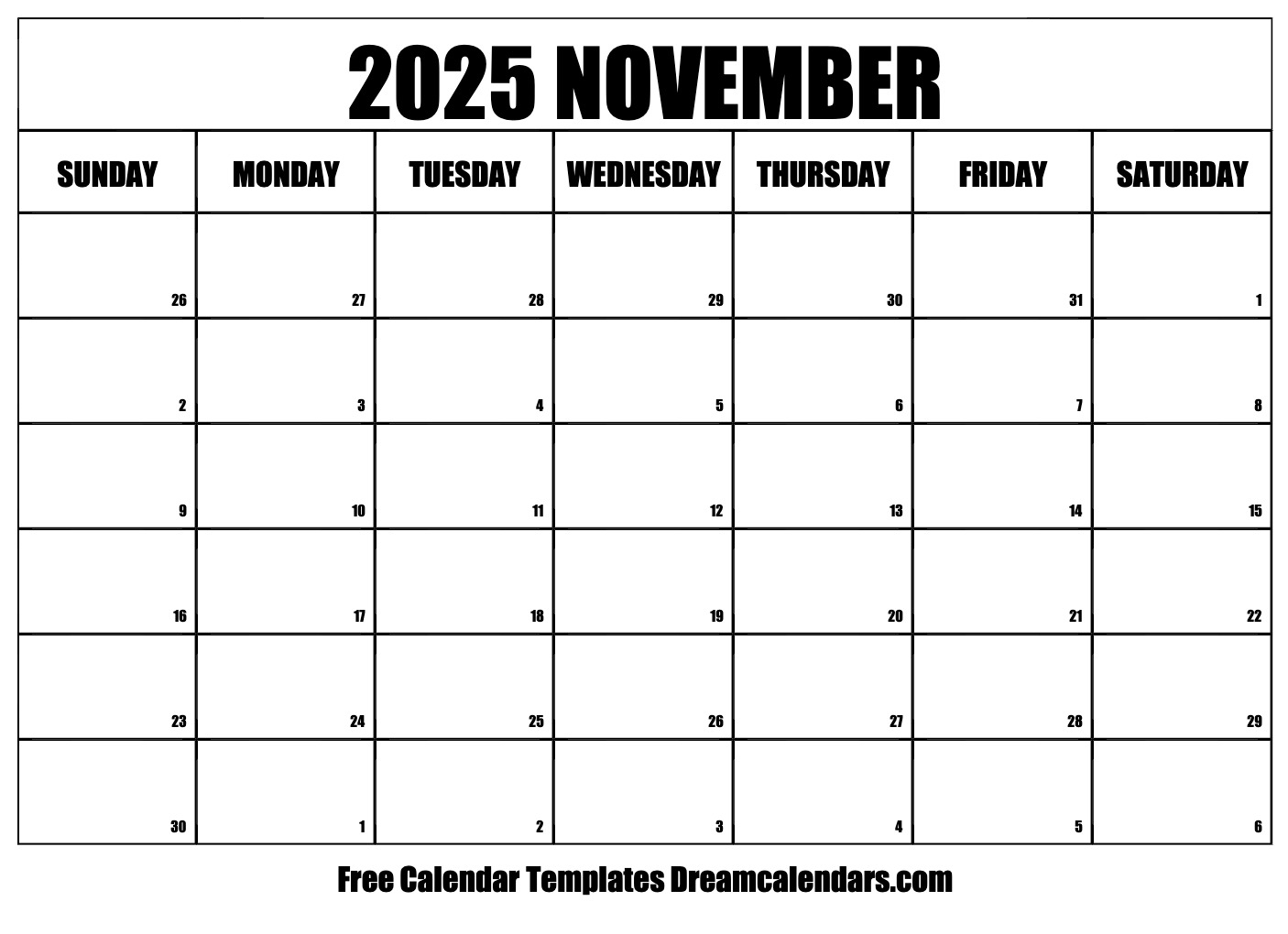 November 2025 Calendar Free Printable With Holidays And Observances