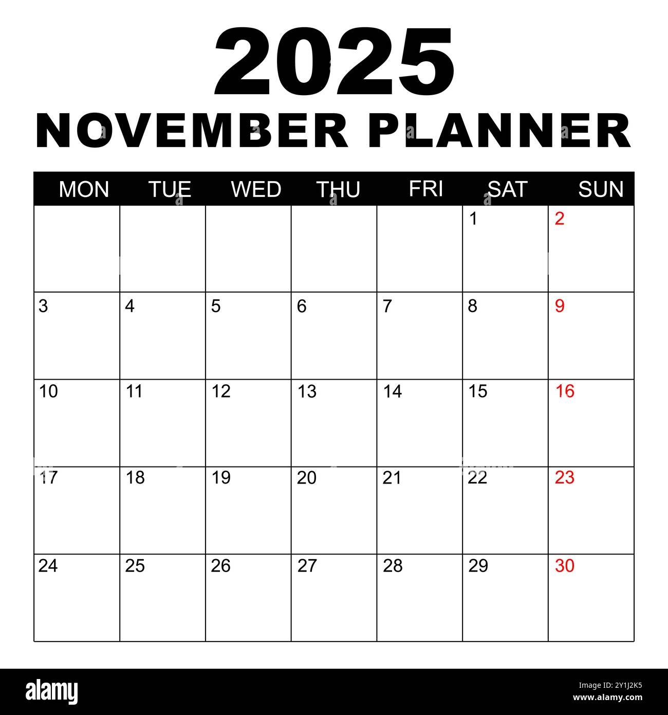 November Blank Calendar 2025