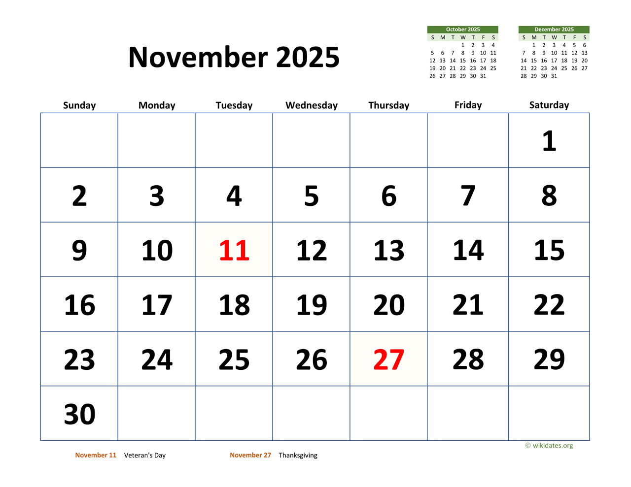Calendar November 2025