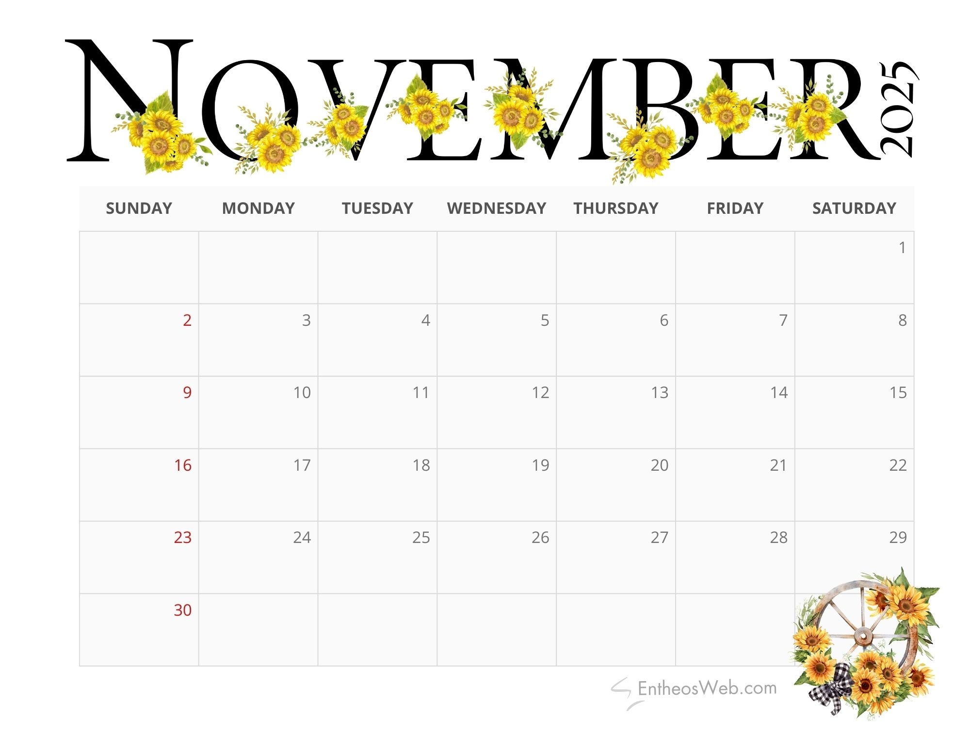 Blank Calendar November 2025