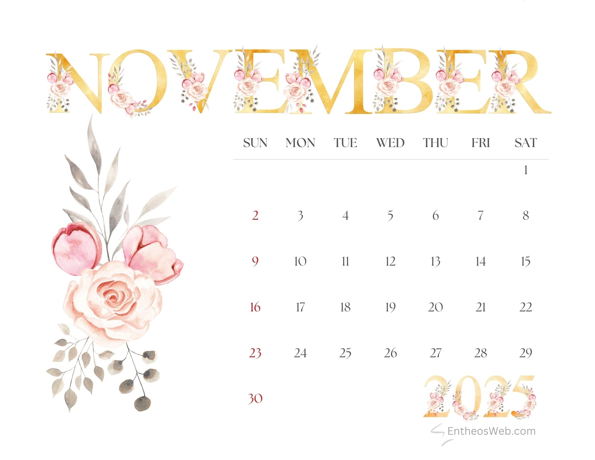 November 2025 Calendars EntheosWeb