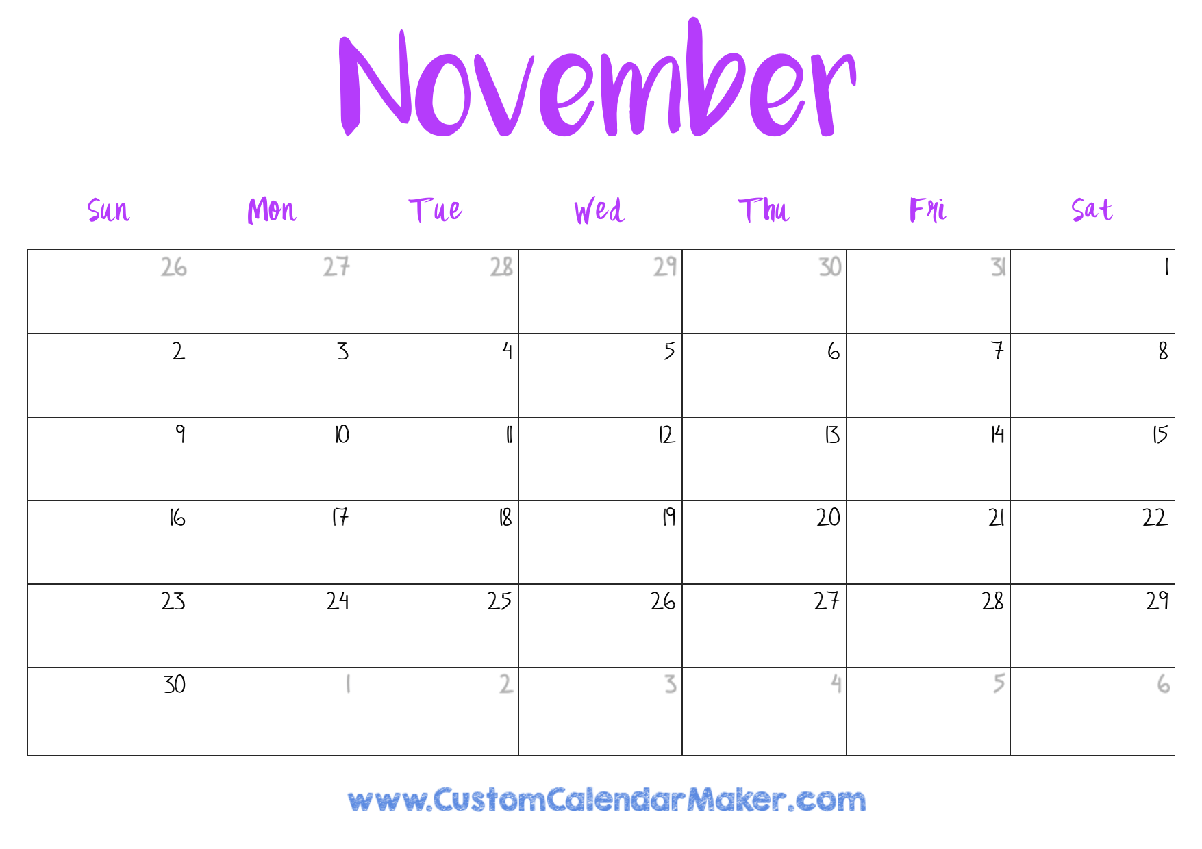 Calendar Page November 2025