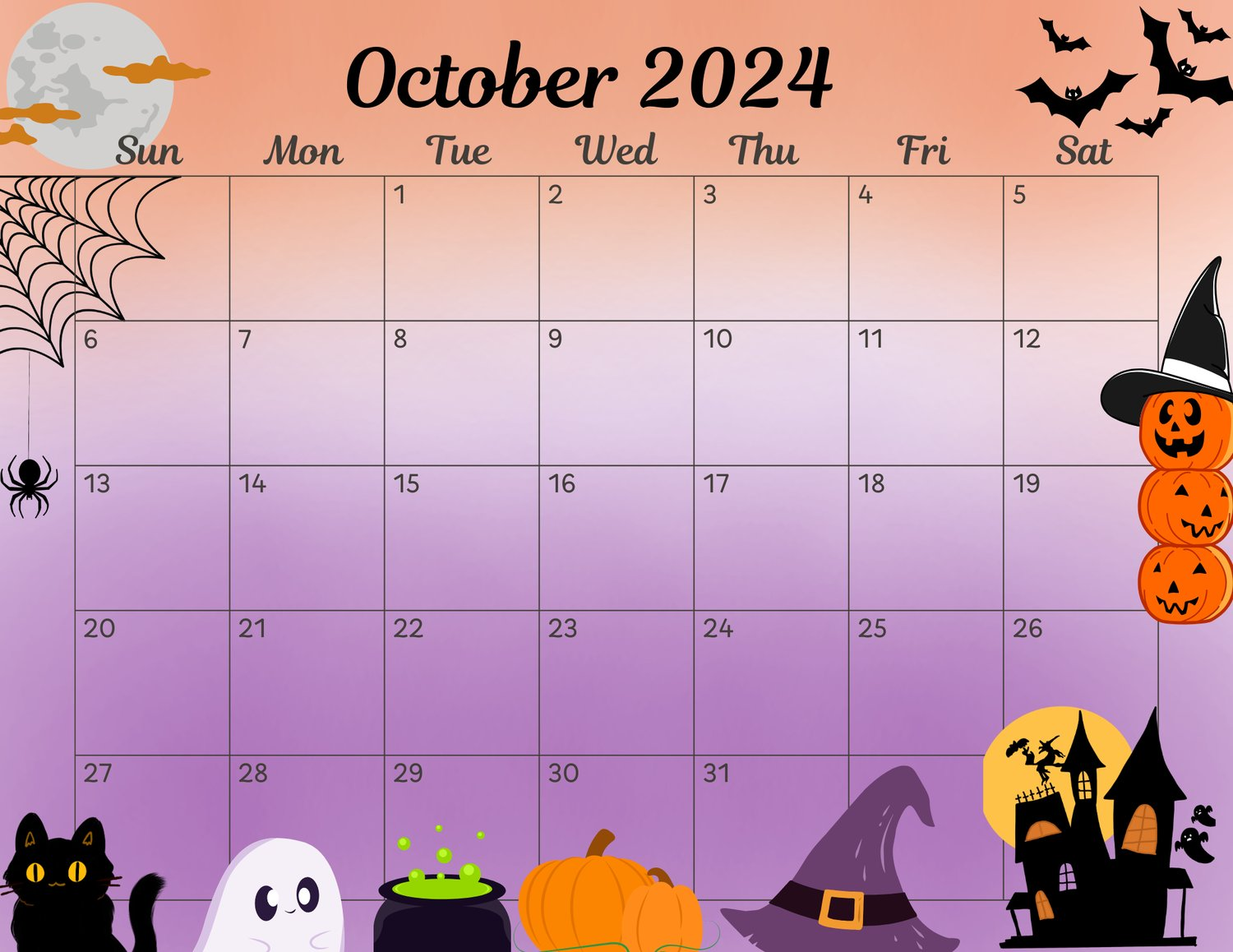 October Calendar 2025 Printable