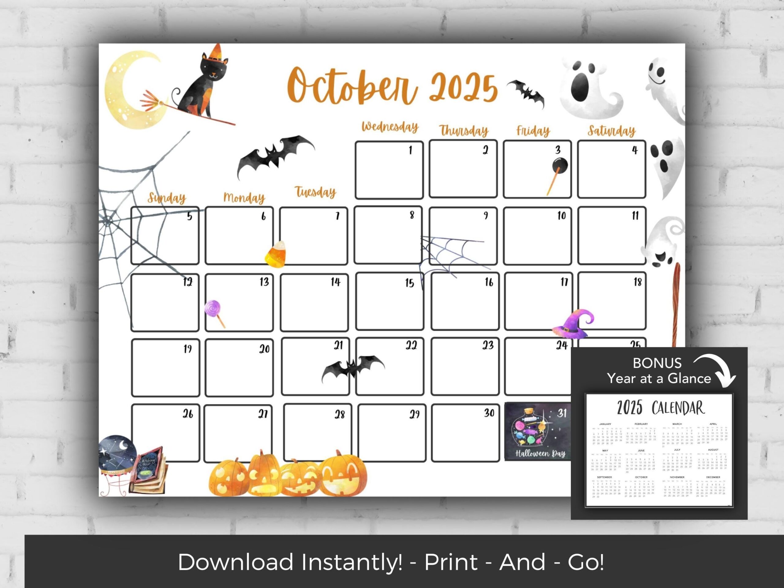 October 2025 Calendar Kids Calendar Printable Calendar 2025 