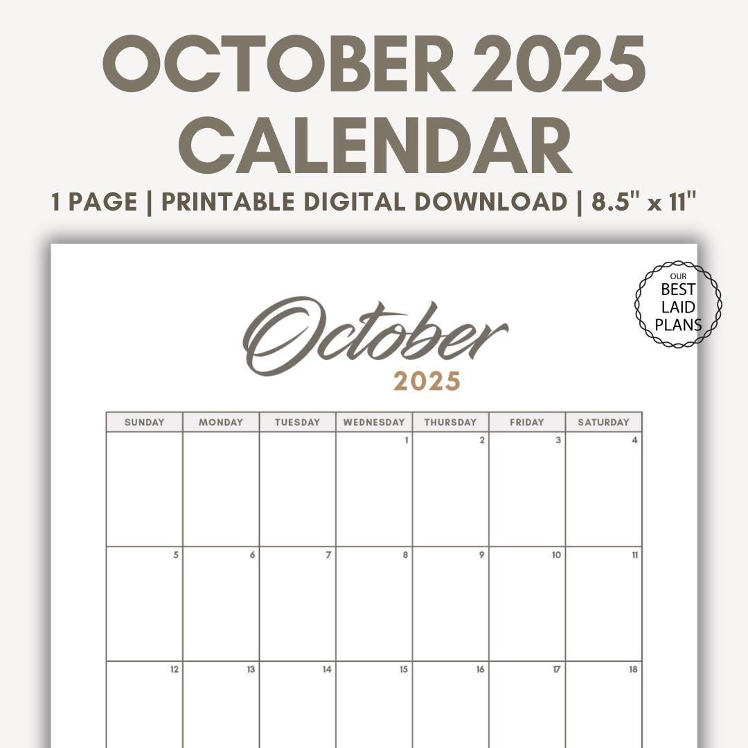 October 2025 Calendar Monday Start