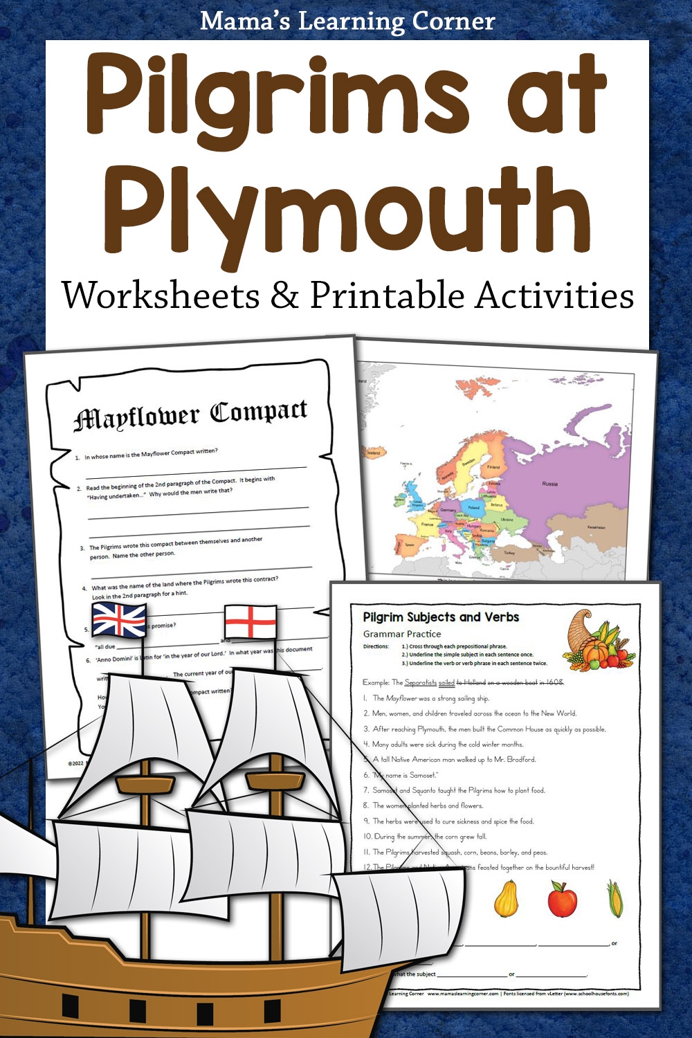Pilgrims Thanksgiving Worksheets For 2nd 5th Grades Mamas Learning Corner