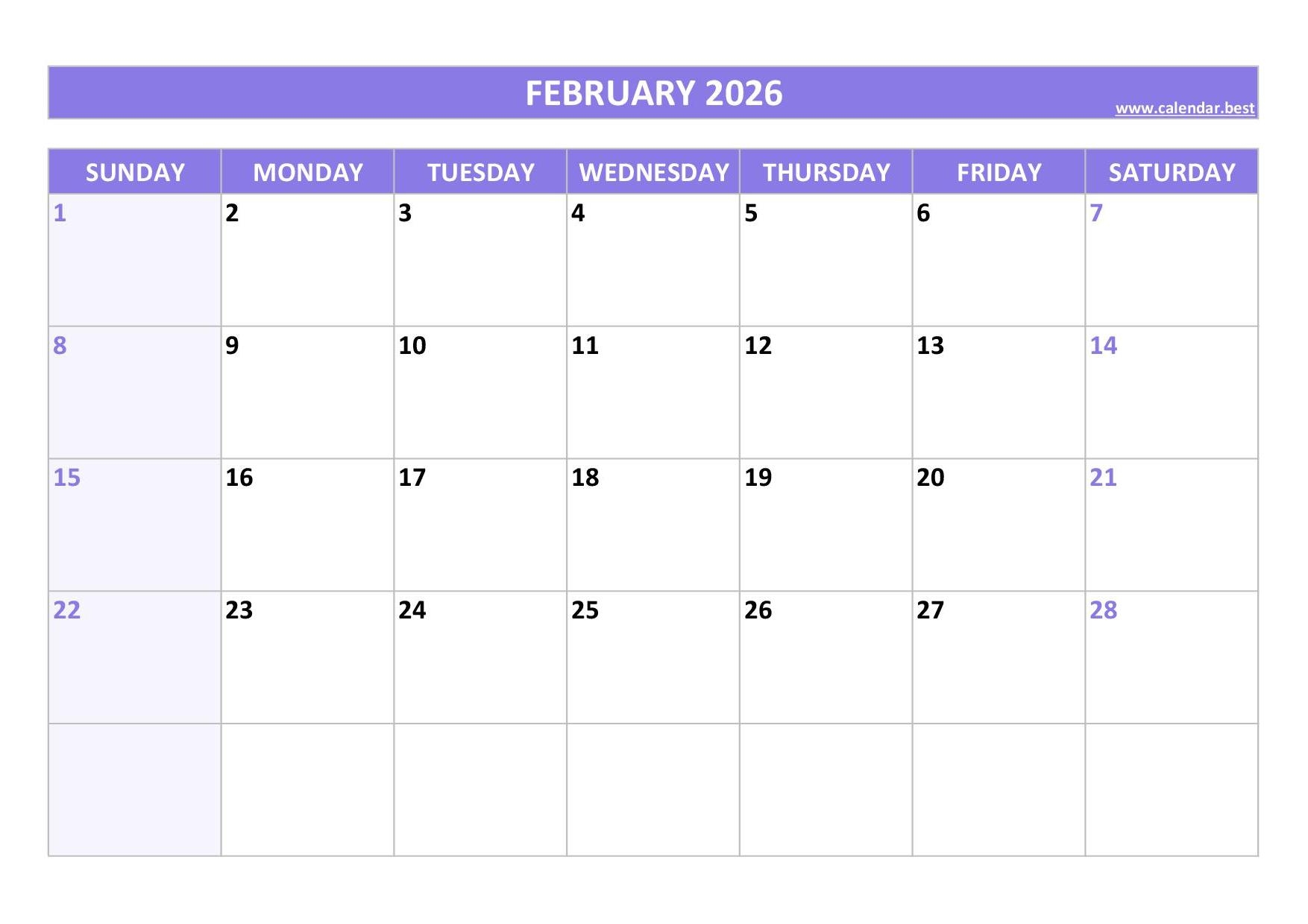 Feb March Calendar 2026