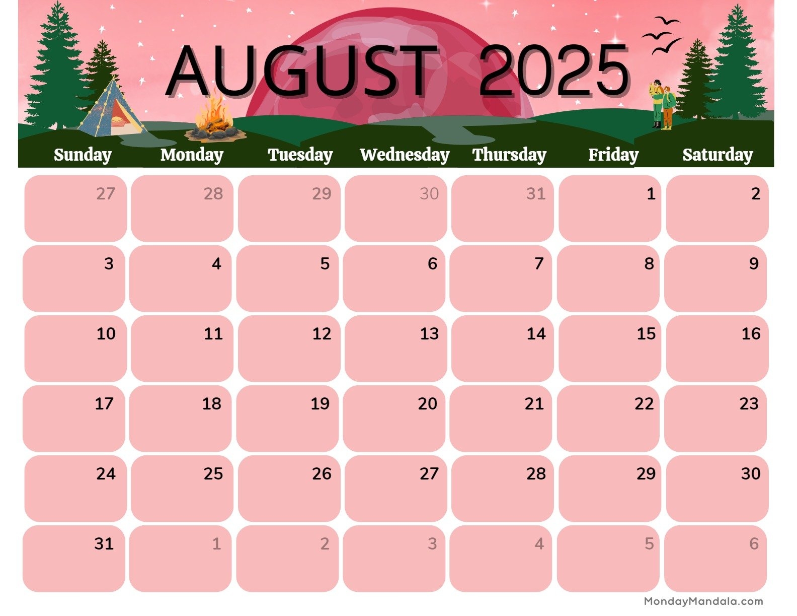 August 2025 Printable Calendar