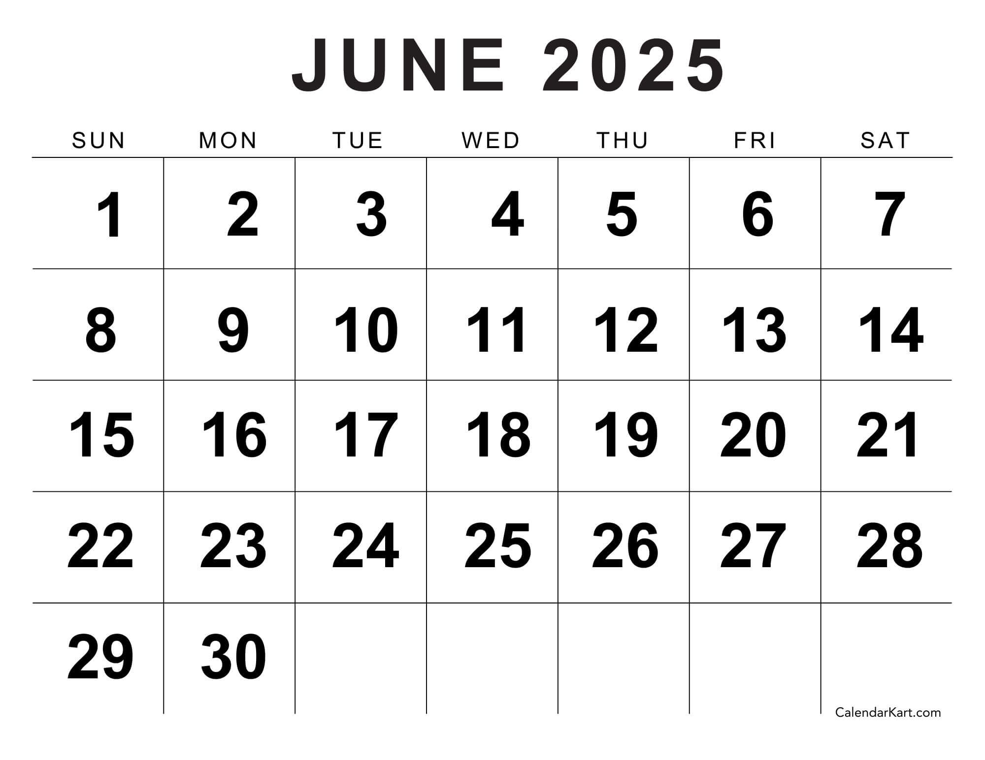 Printable Cute June 2025 Calendar Templates Calendarkart
