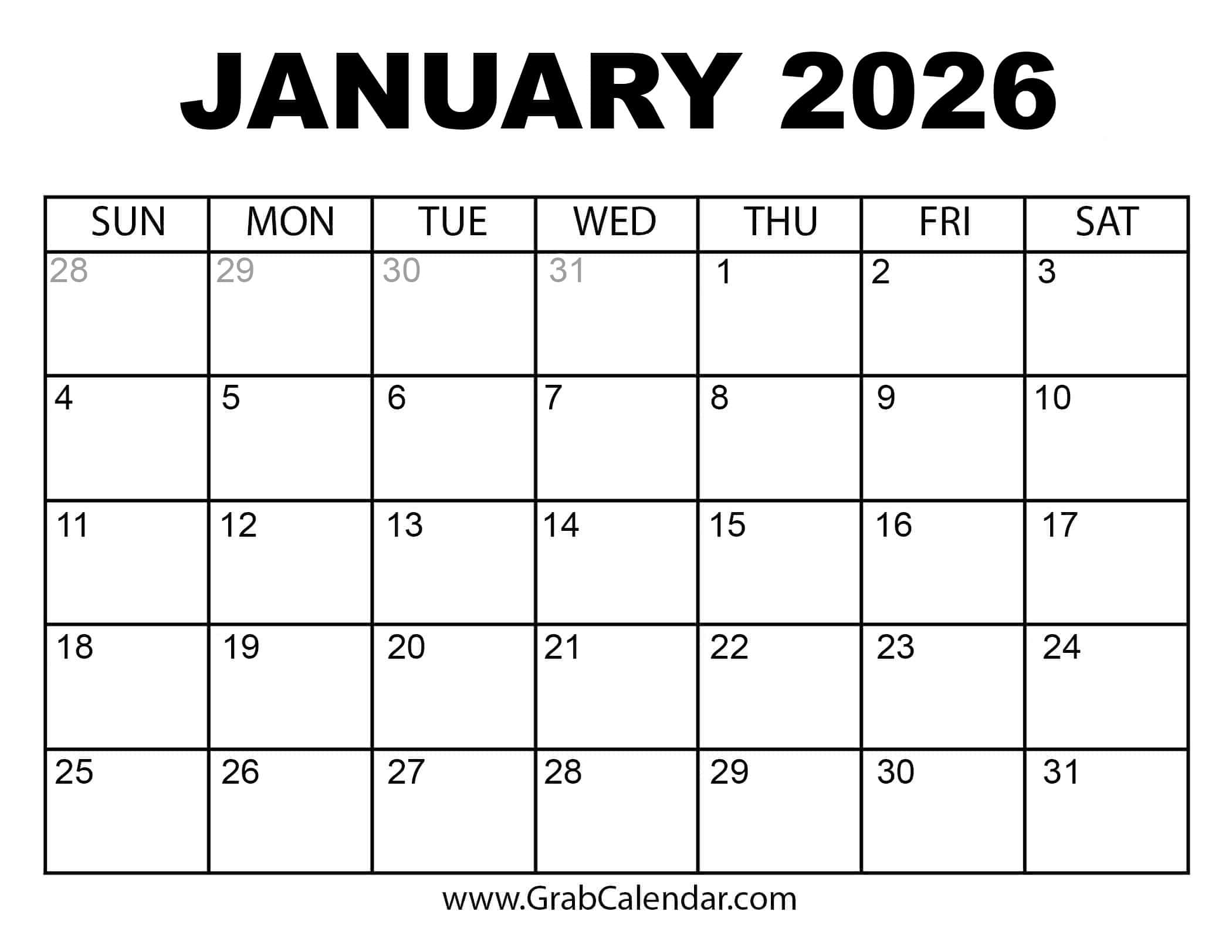 Dec Jan Calendar 2026