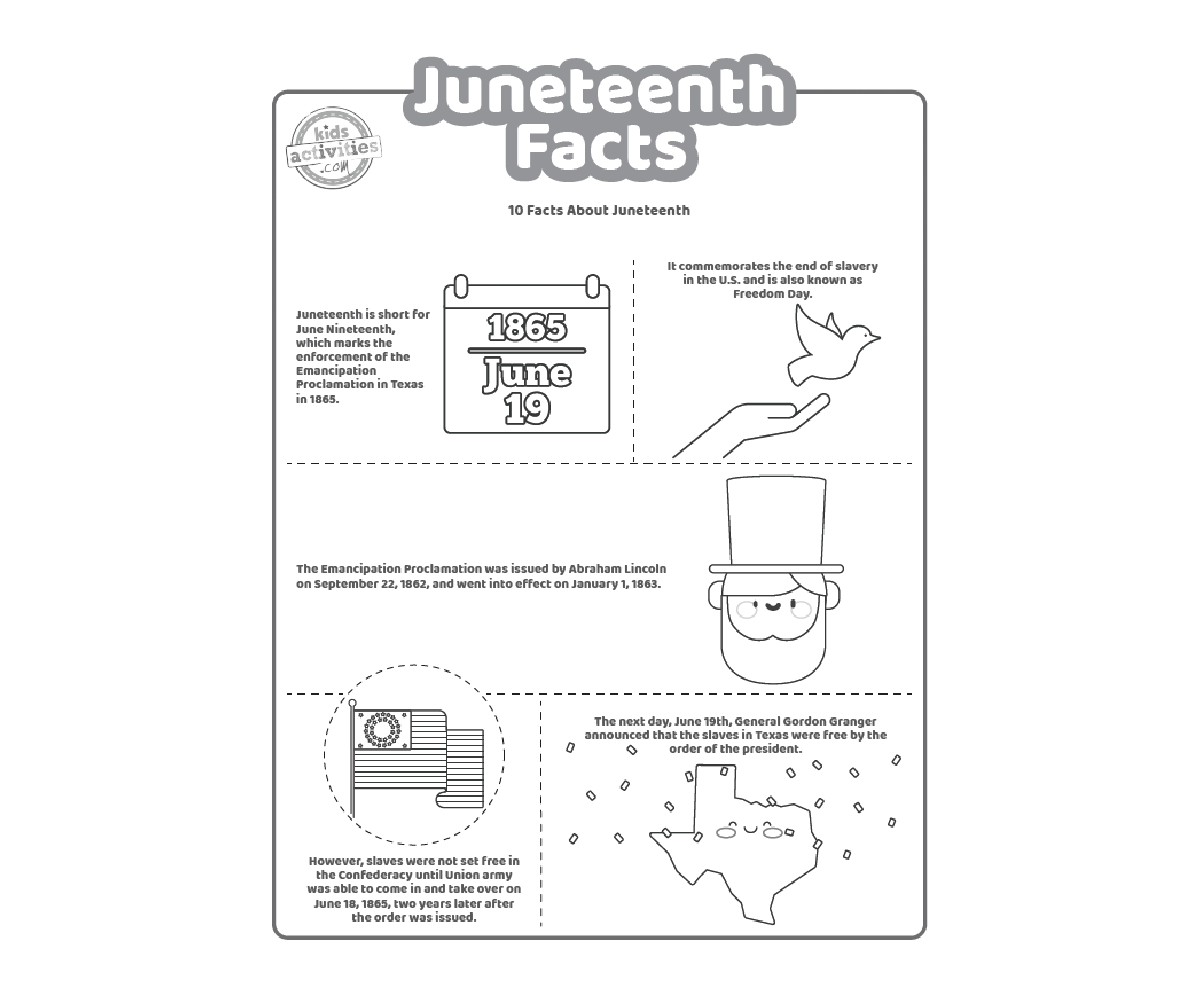 Printable Juneteenth Facts Coloring Pages For Kids Kids Activities Blog