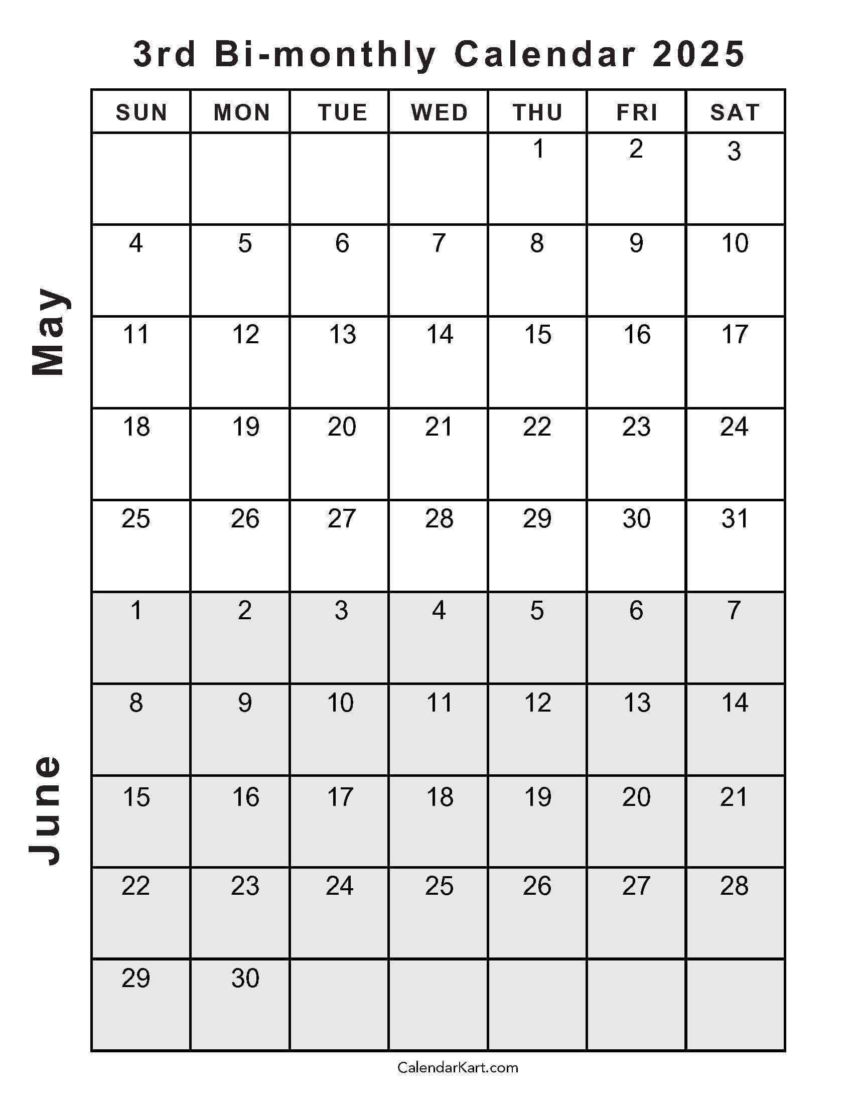 Calendar Of May And June 2025