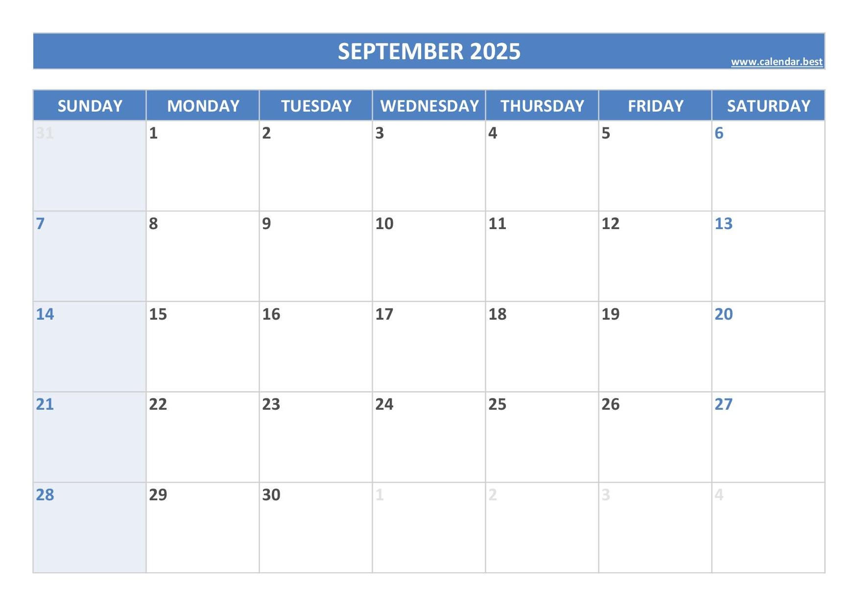 Print Calendar September 2025