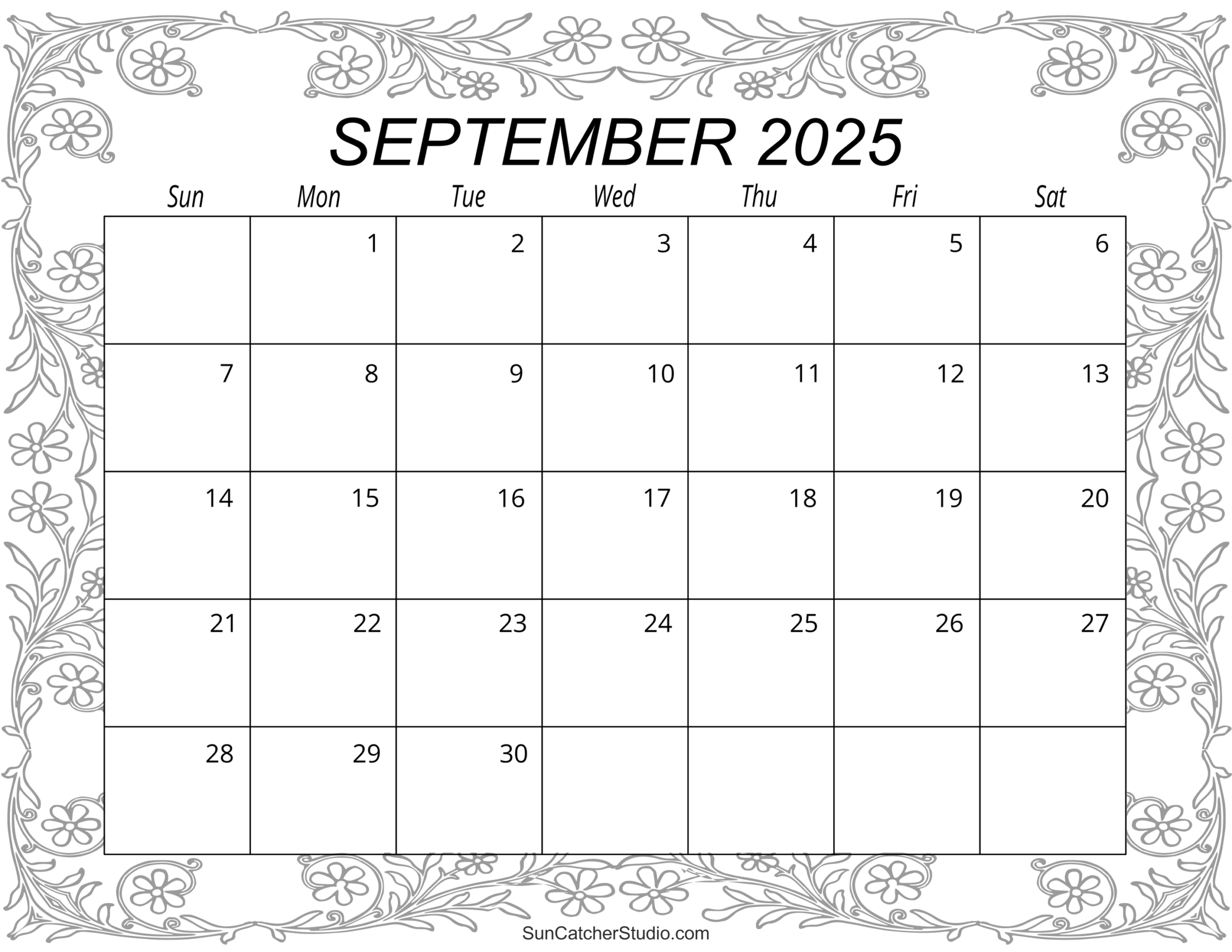 Free Editable Calendar September 2025