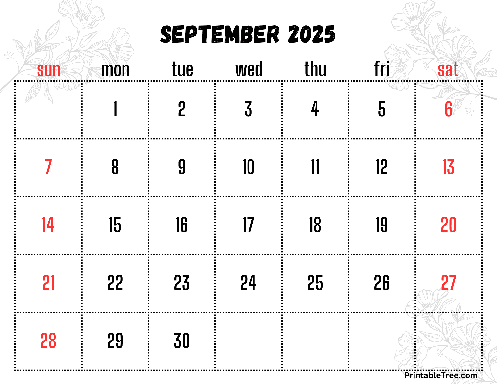 Blank September 2025 Calendar