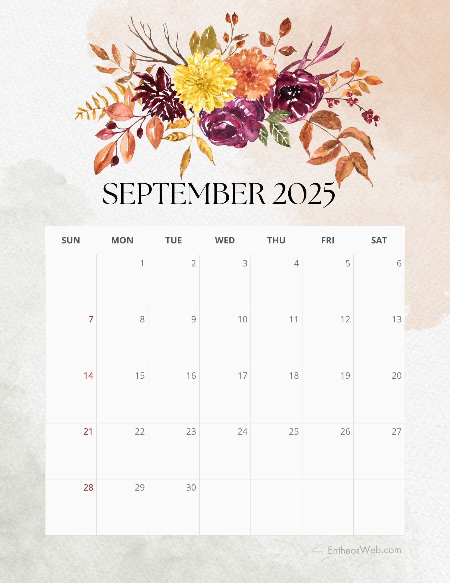 Blank Calendar September 2025 Free Printable