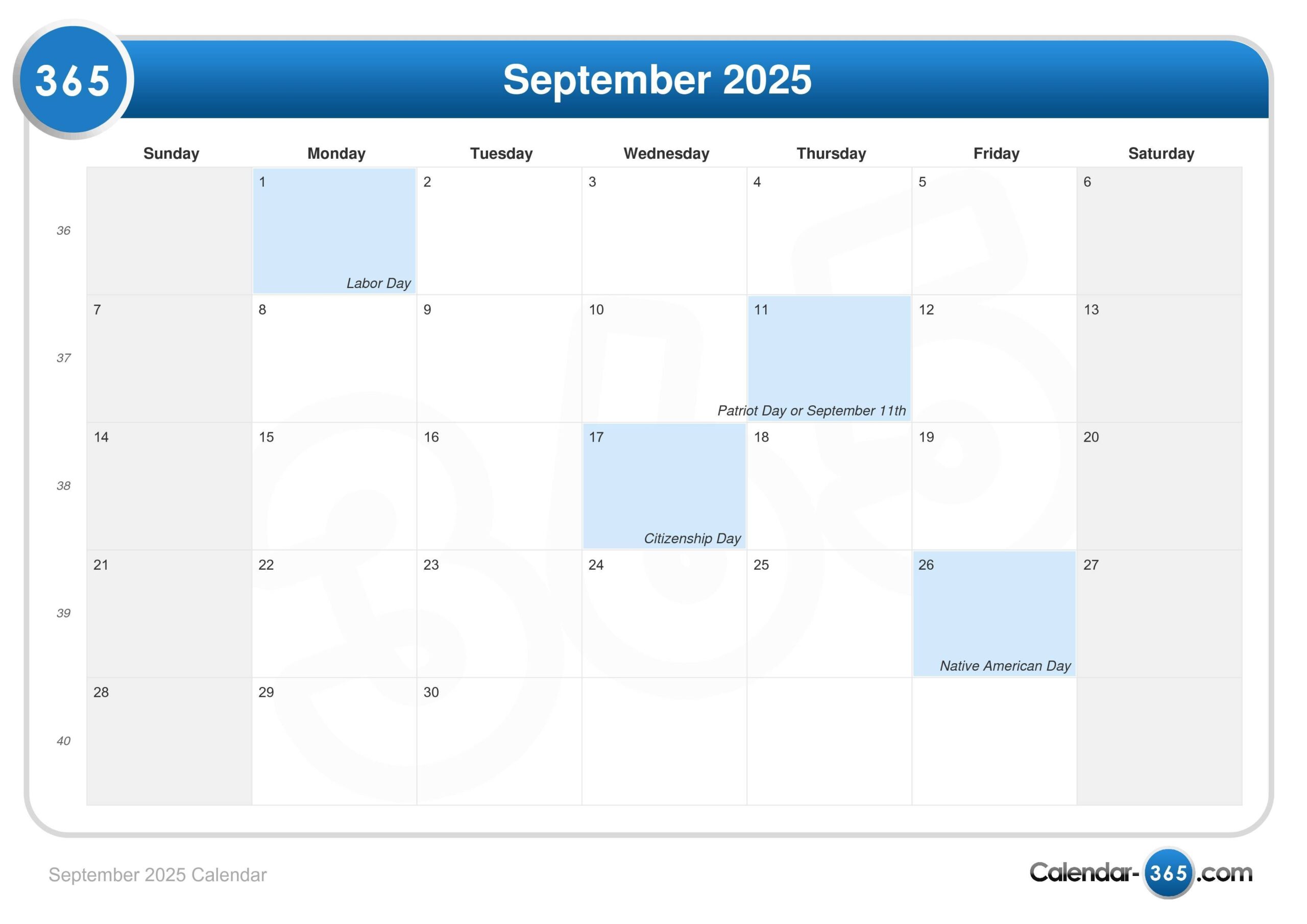 September 9 2025 Calendar