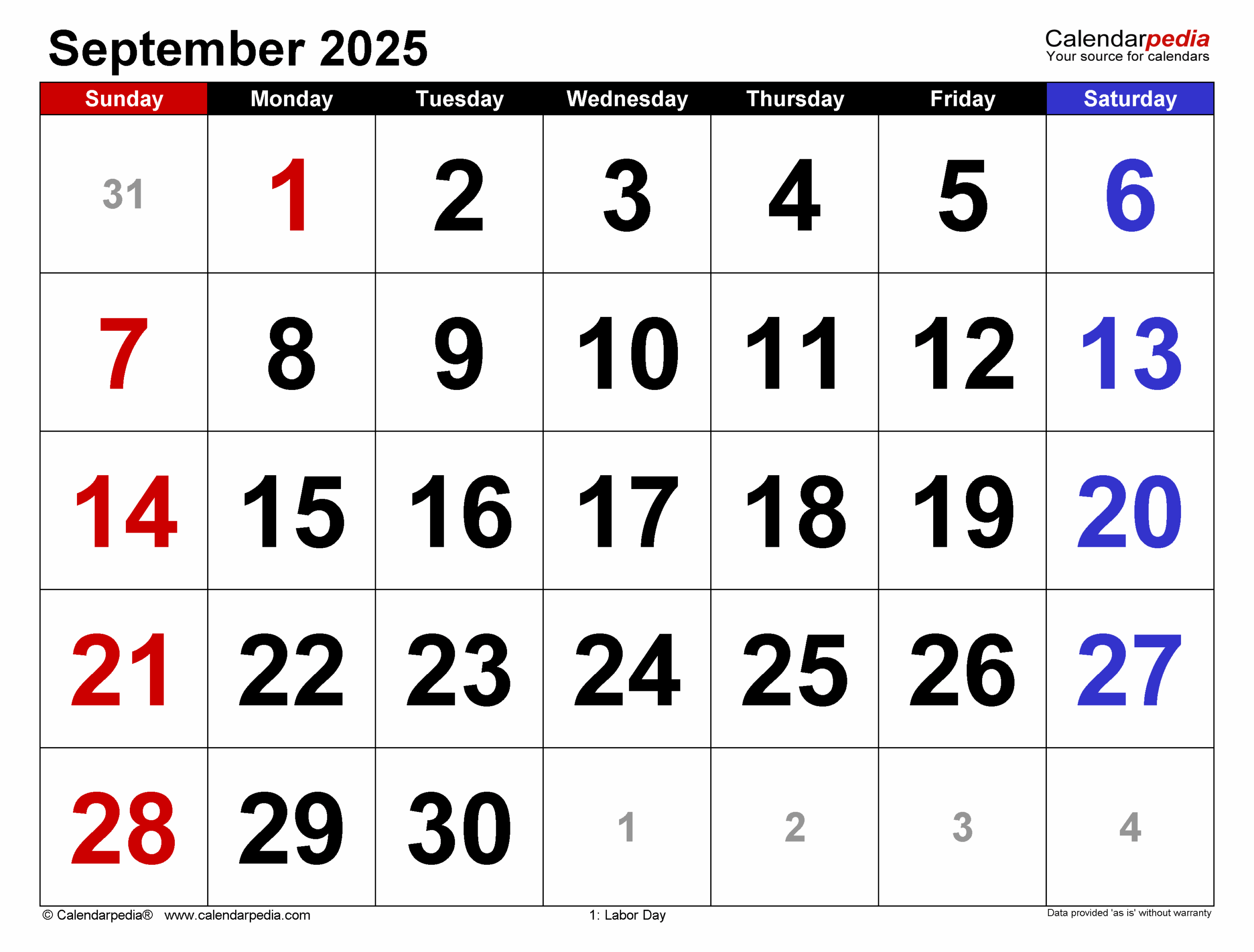 September Editable Calendar 2025
