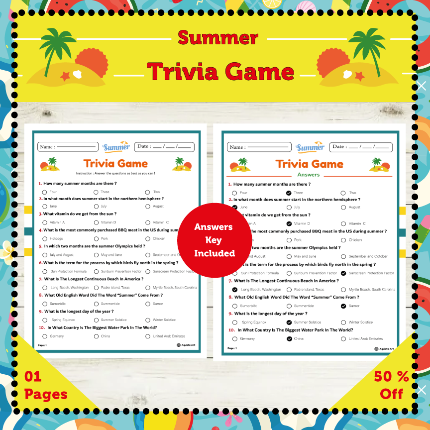 Summer Trivia Game Test Your Students Knowledge Of The Sunny Season Made By Teachers