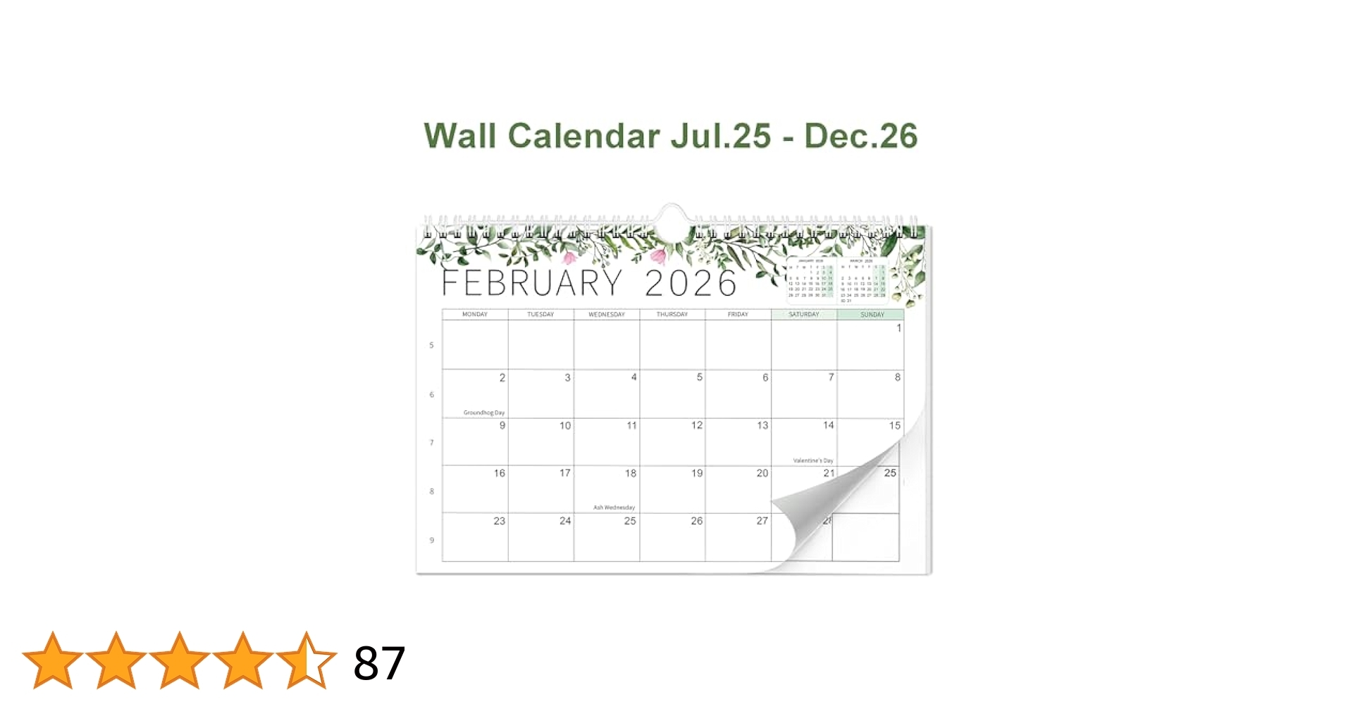 18 Month Wall Calendar From July 2025 December 2026 Wall Calendar 2025 2026 UK Monthly Calendar For Home Office And School 2025 Wall Calendars For Easy U0026 Efficient Planning Green Amazon co uk Stationery U0026 Office Supplies