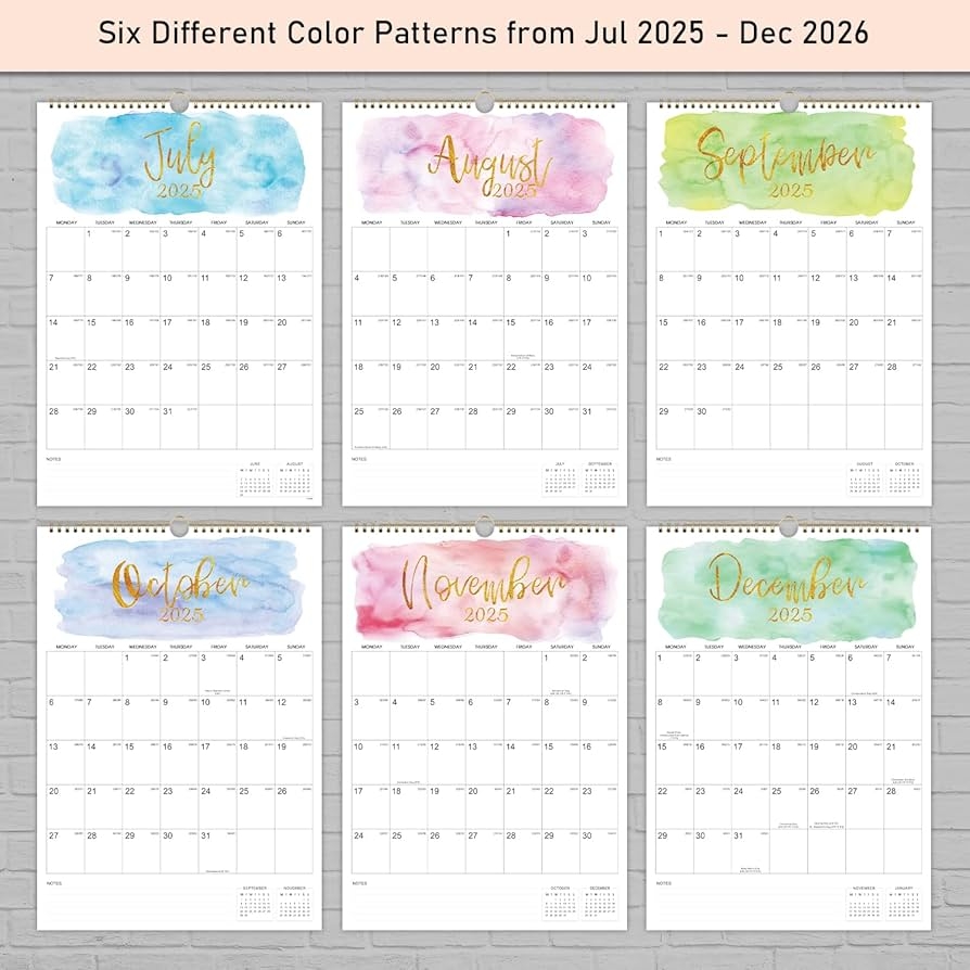 18 Month Calendar Starting July 2025