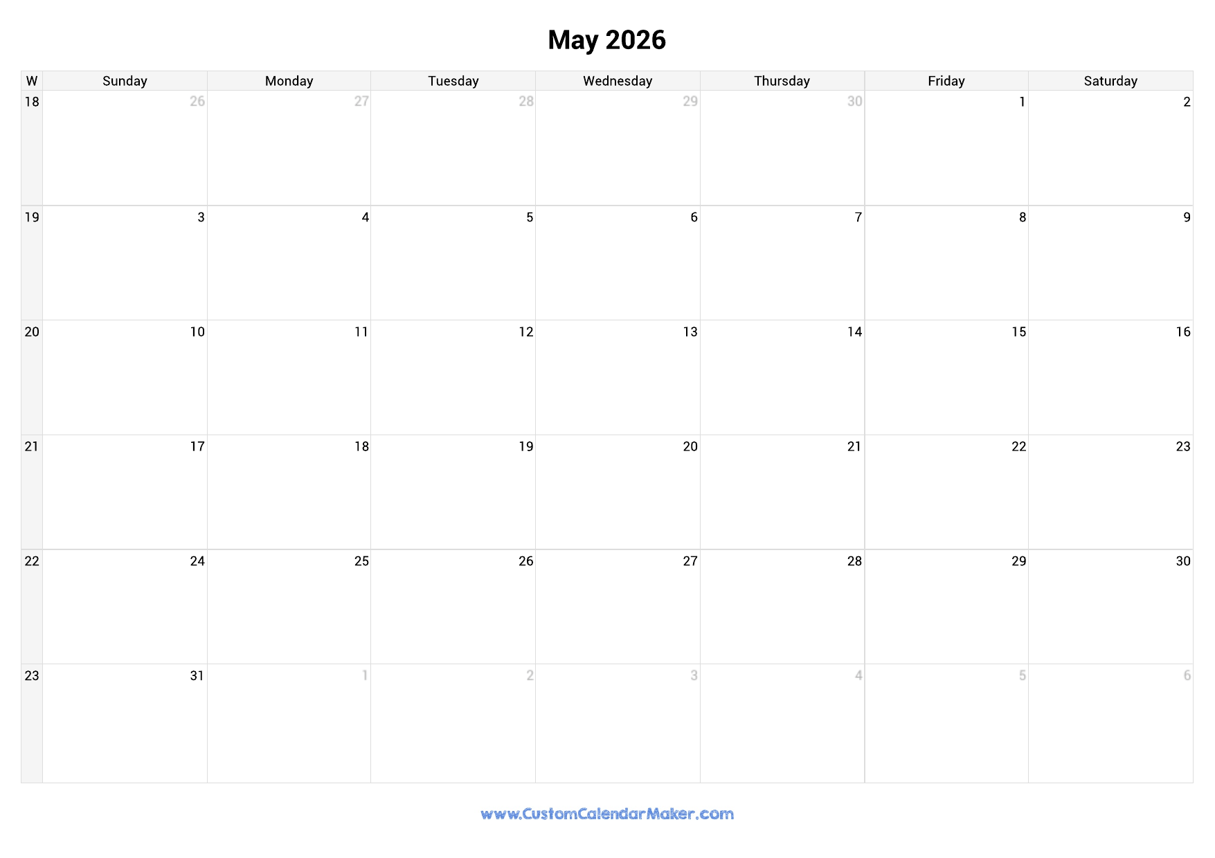 Free Printable April 2026 Calendar Pdf