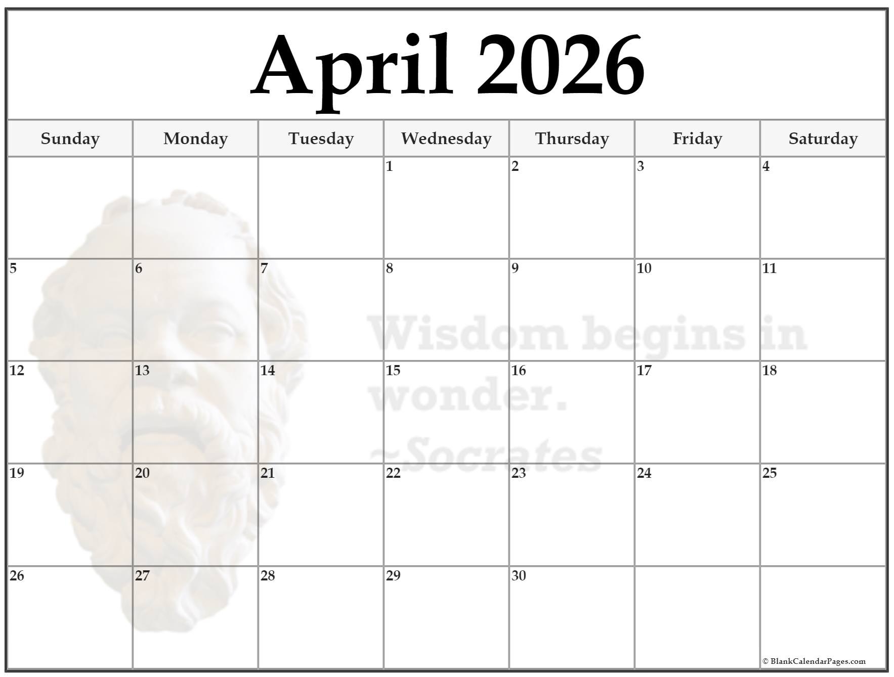 April Saints Calendar 2026