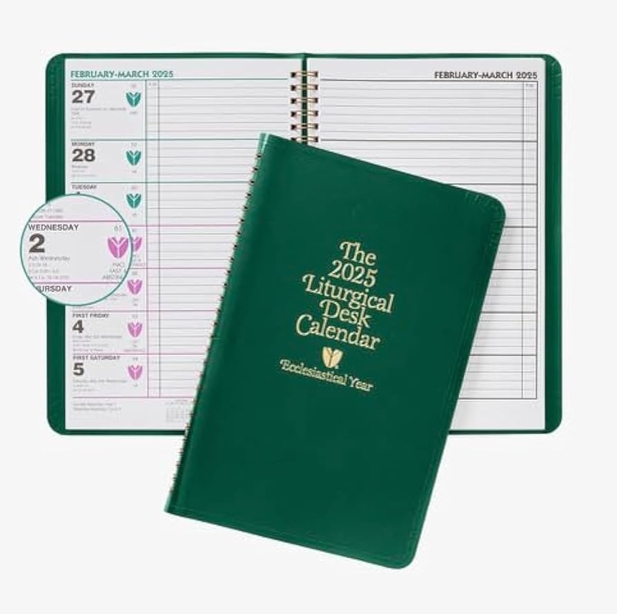 Amazon The 2026 Liturgical Desk Calendar Ecclesiastical Year Planner Lays Flat On Desk Keep Track Of Daily Catholic Readings Vestment Color Guide Organization For Church And Clergy Office Products