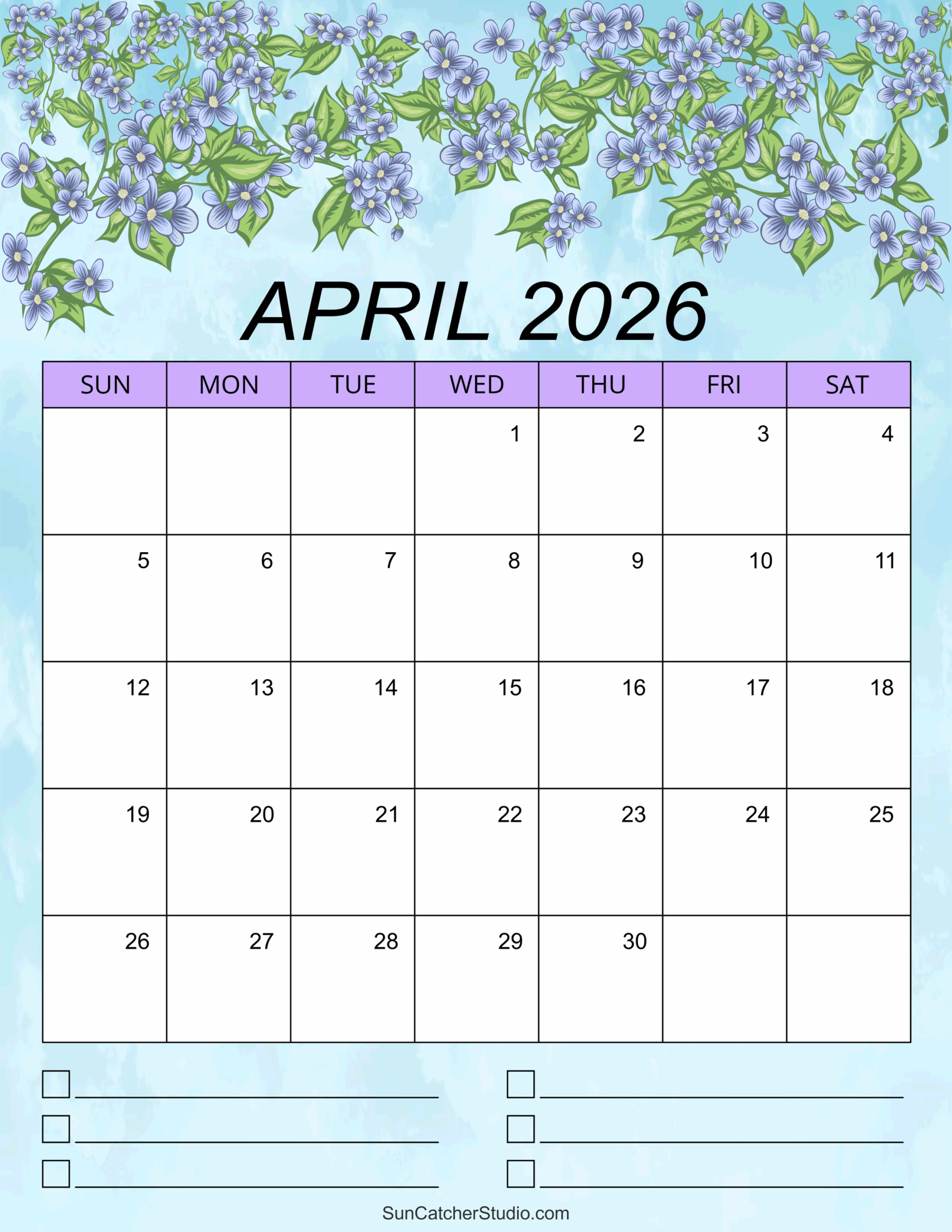 Free April Calendar 2026