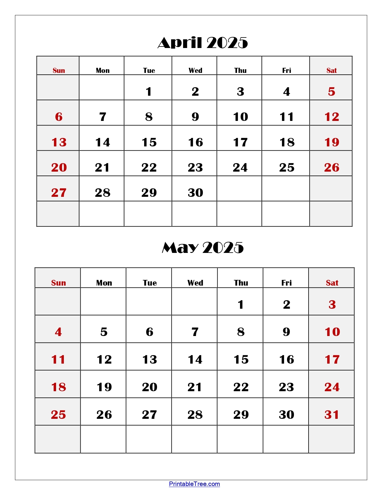 March April May Calendar 2025