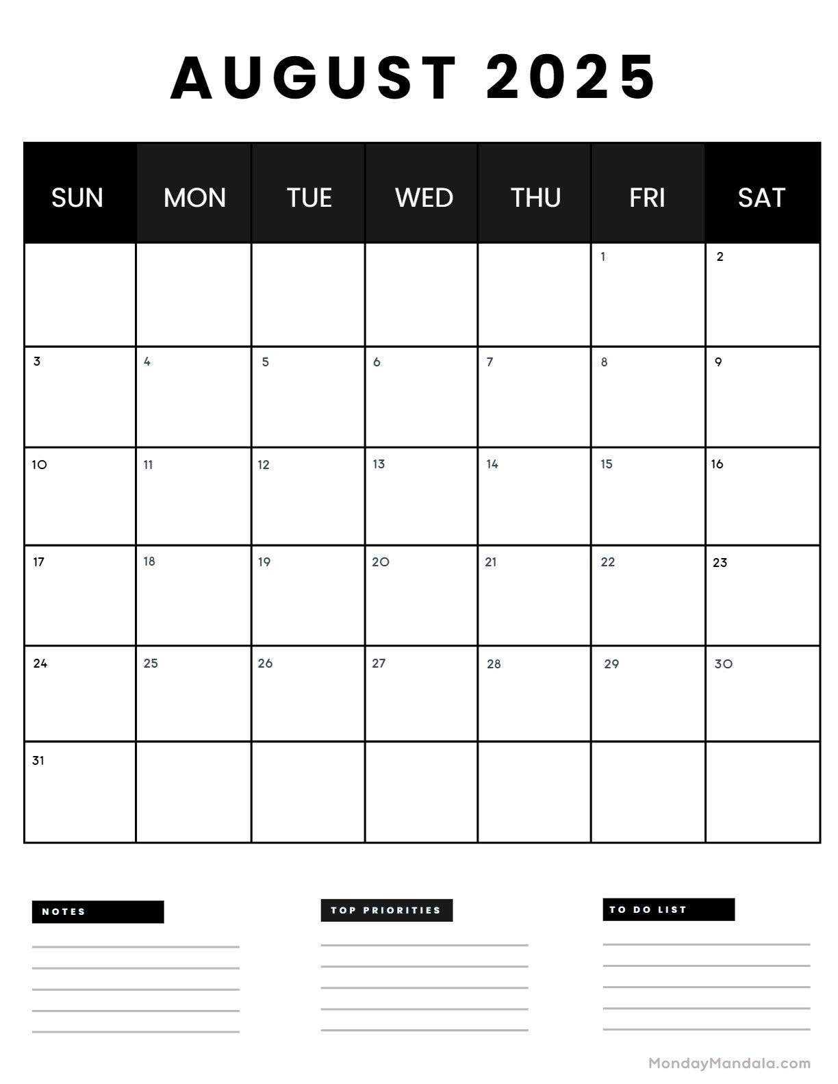 August 2025 Calendar 52 Free PDF Printables 