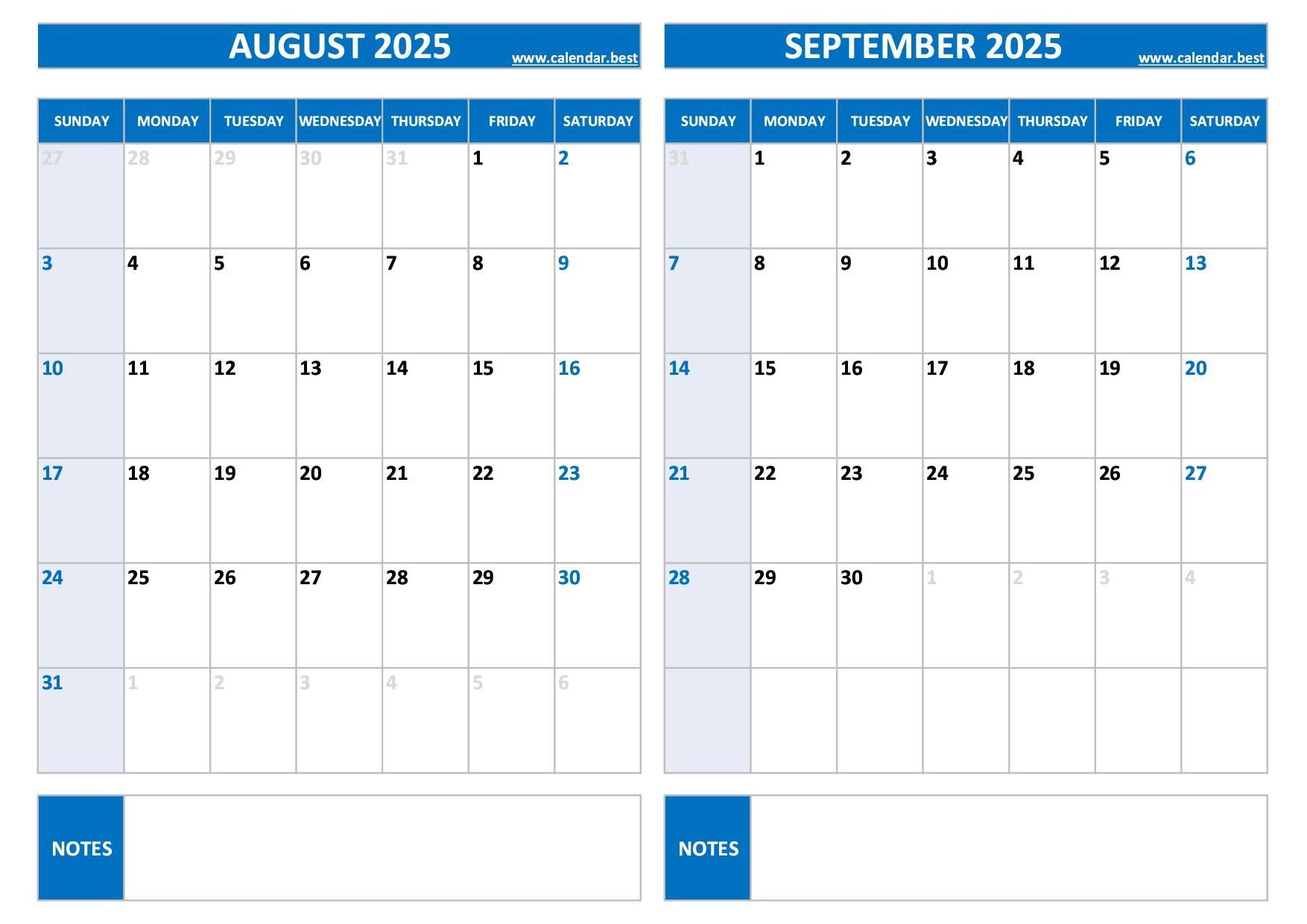August 2025 Calendar Calendar best