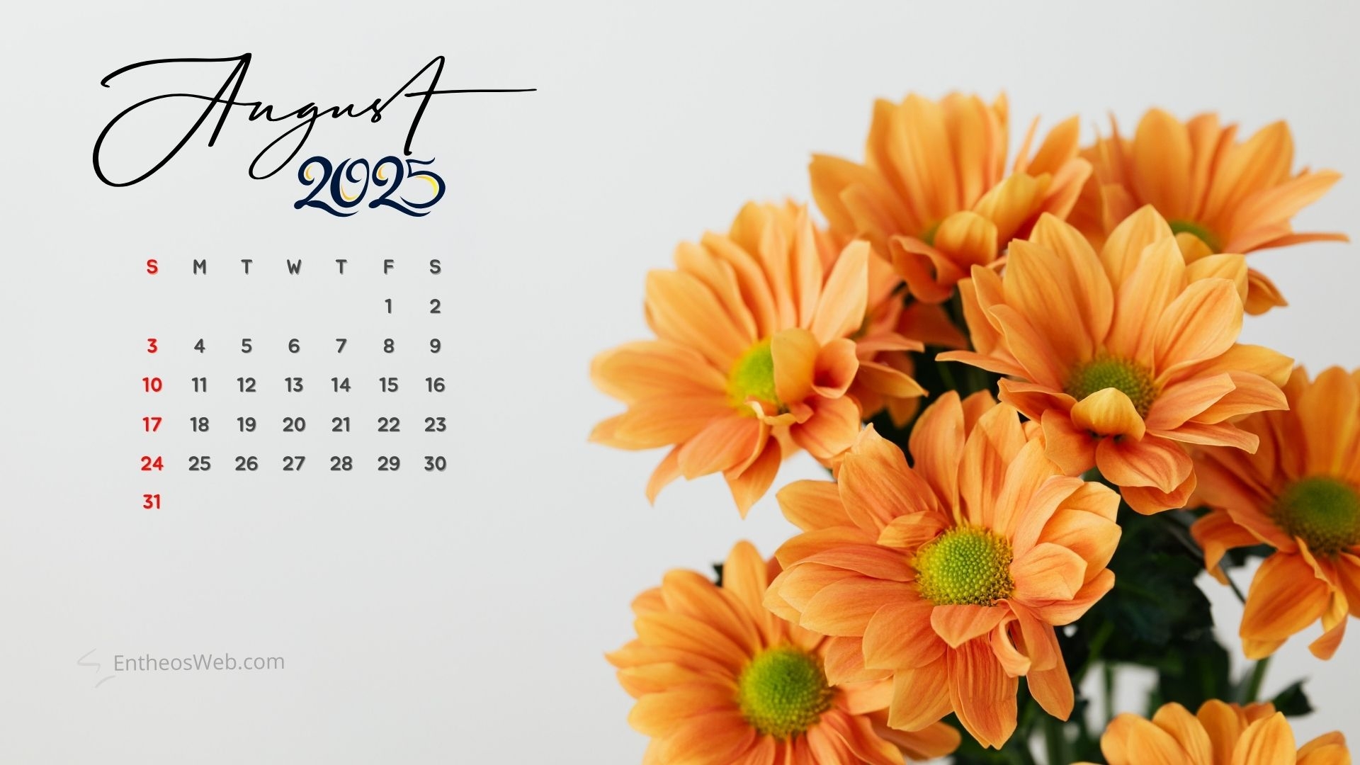 August 2025 Calendar Wallpaper