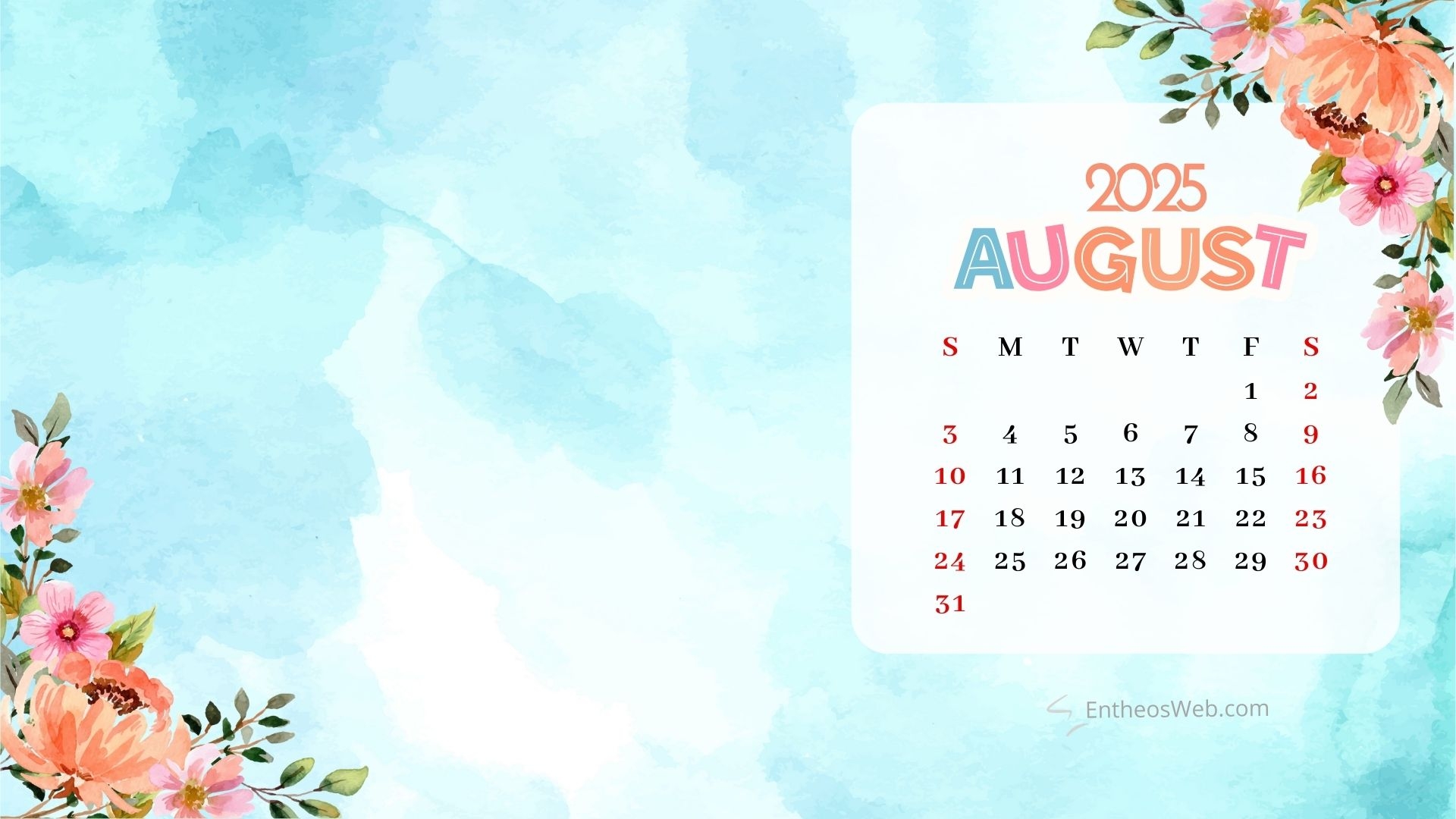August 2025 Calendar Wallpaper Desktop