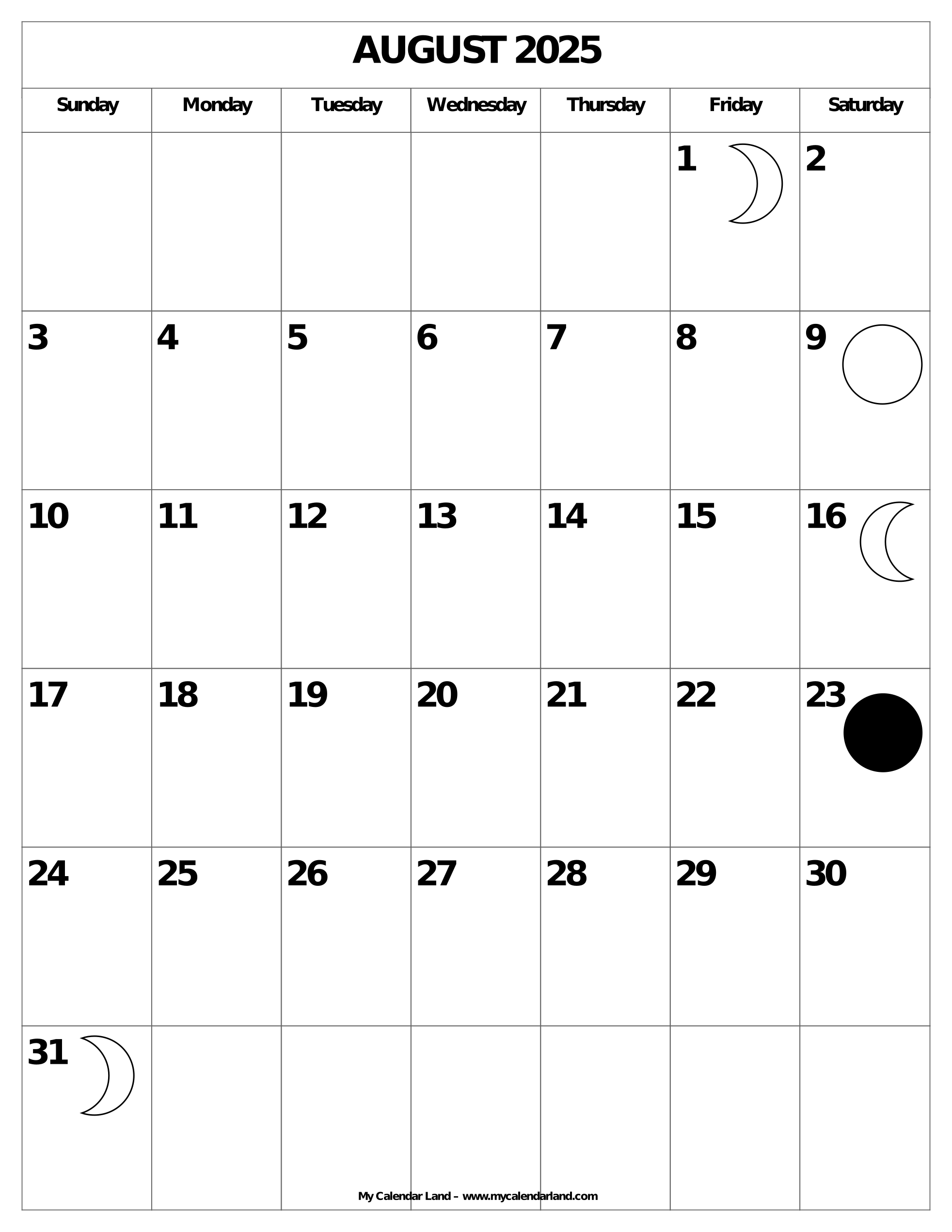 August 2025 Coloring Calendar