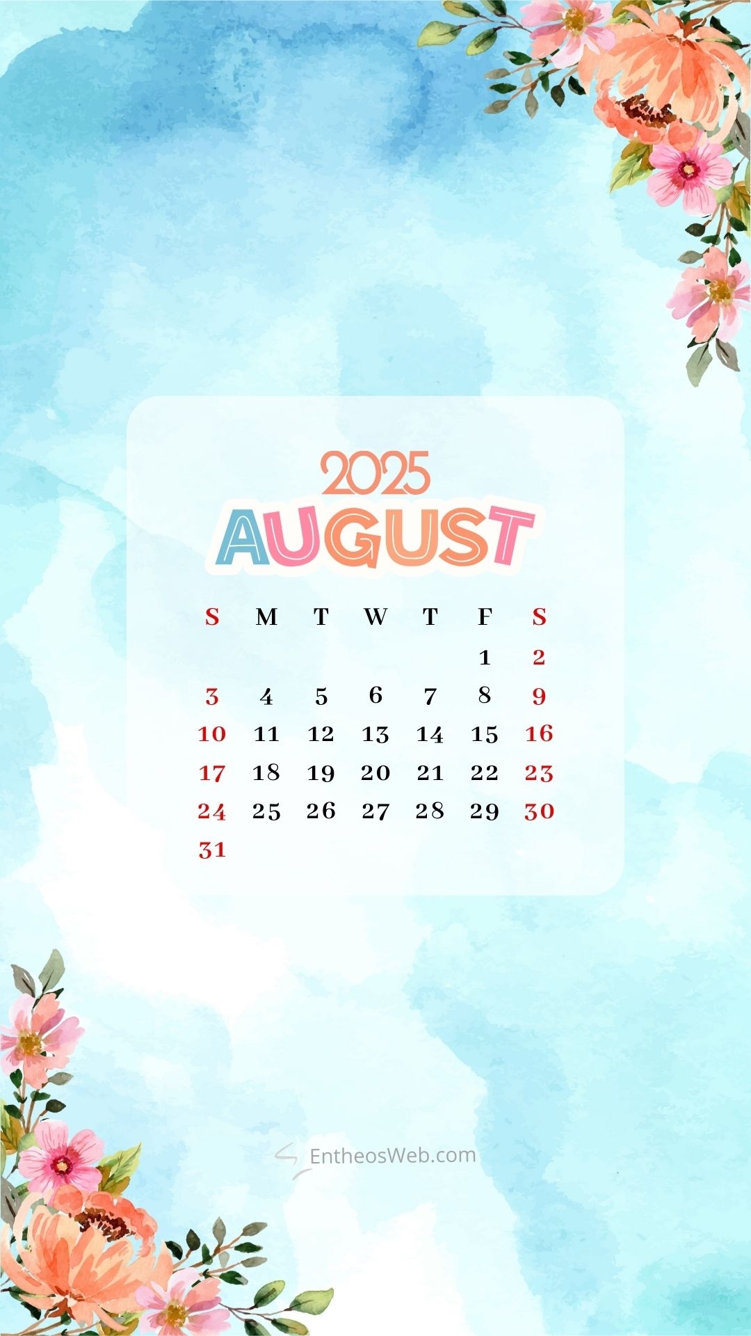 August 2025 Wallpaper Calendar