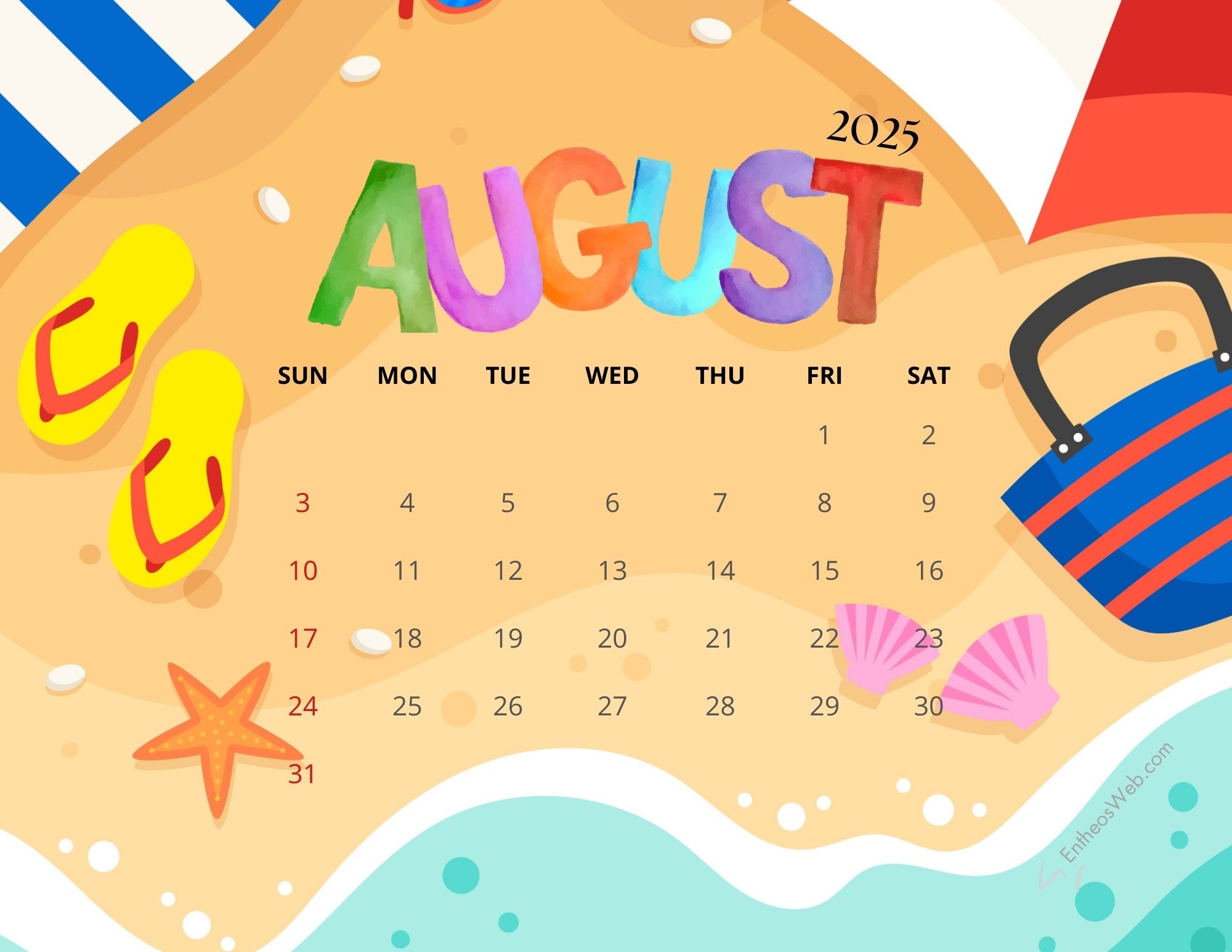 August 2025 Calendar Printables EntheosWeb
