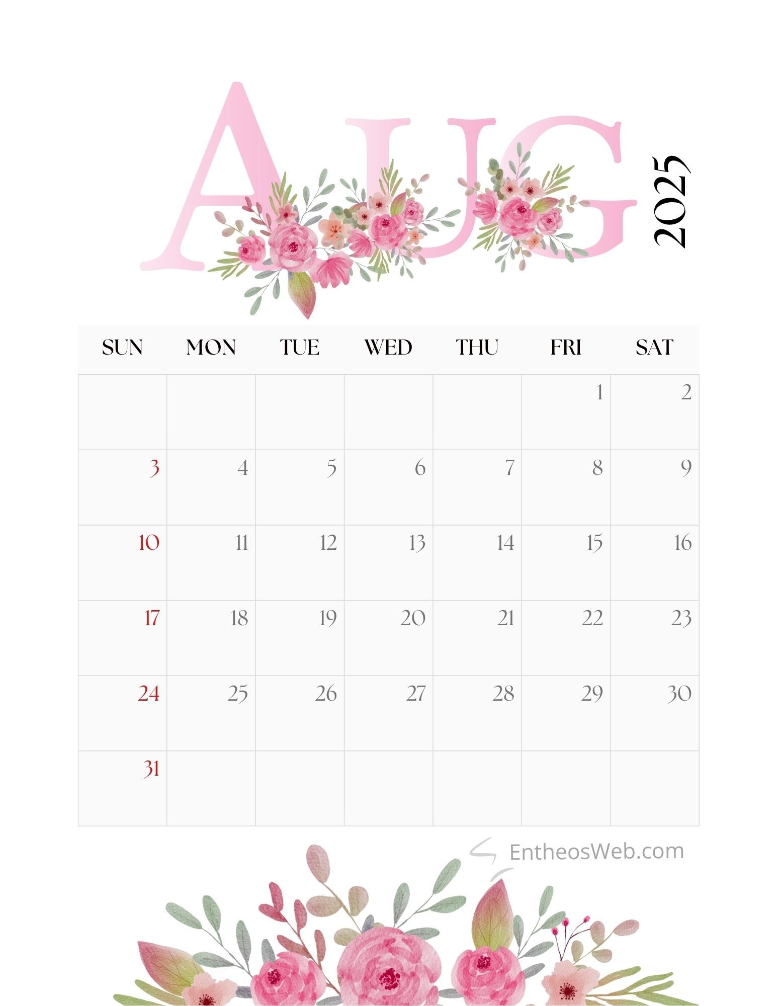 August 2025 Calendar Download