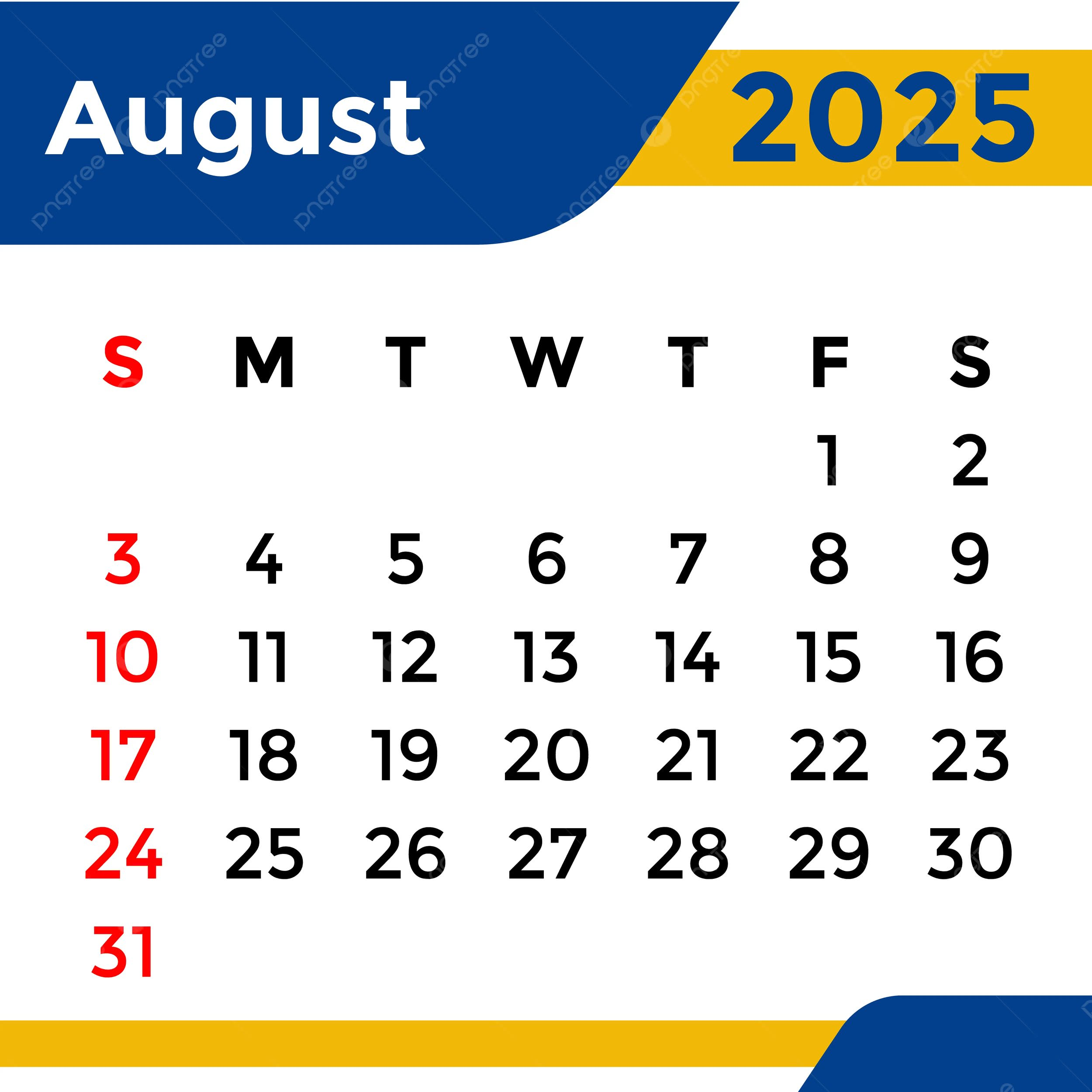 Calendar Aug 2025
