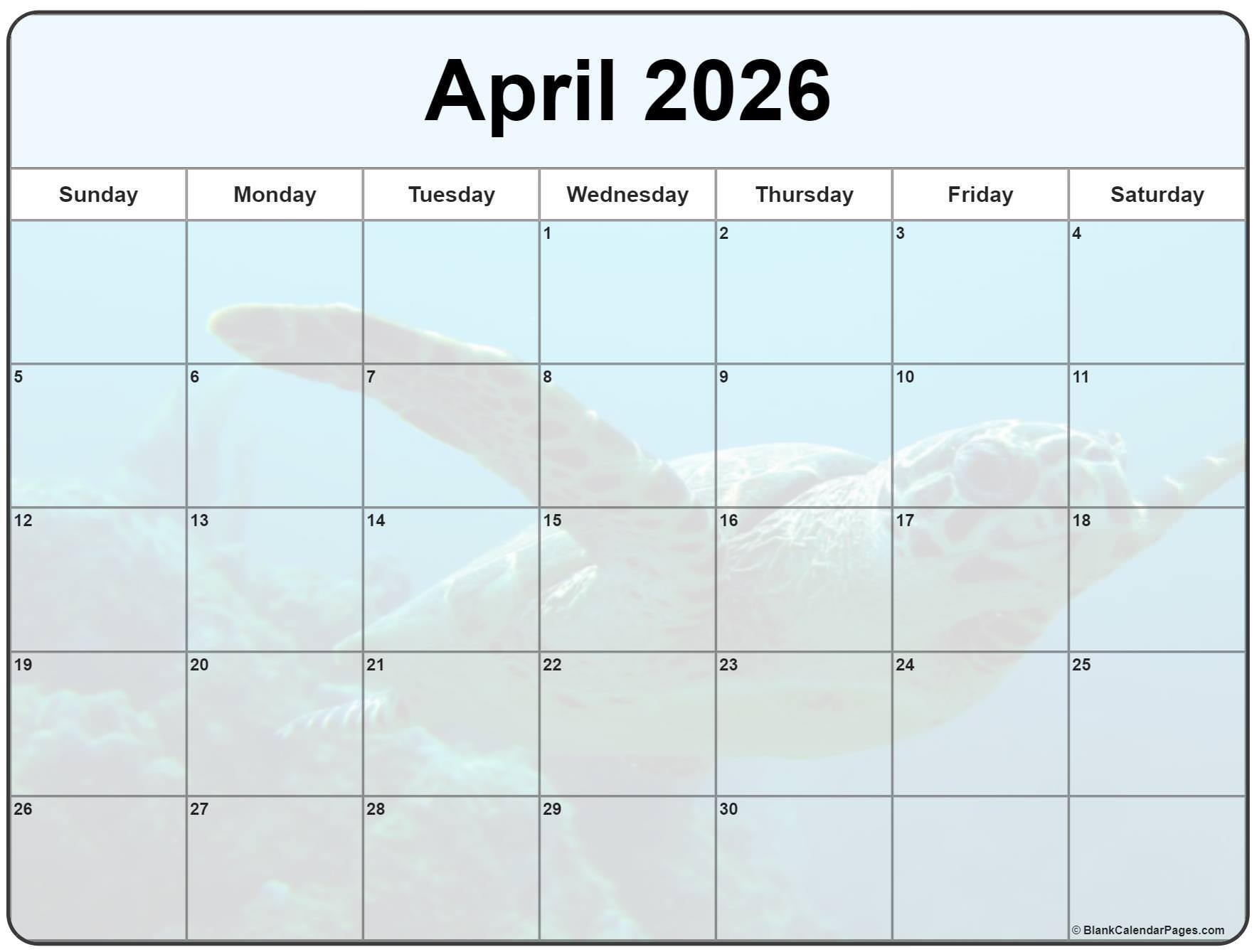 April 2026 Calendar Clipart