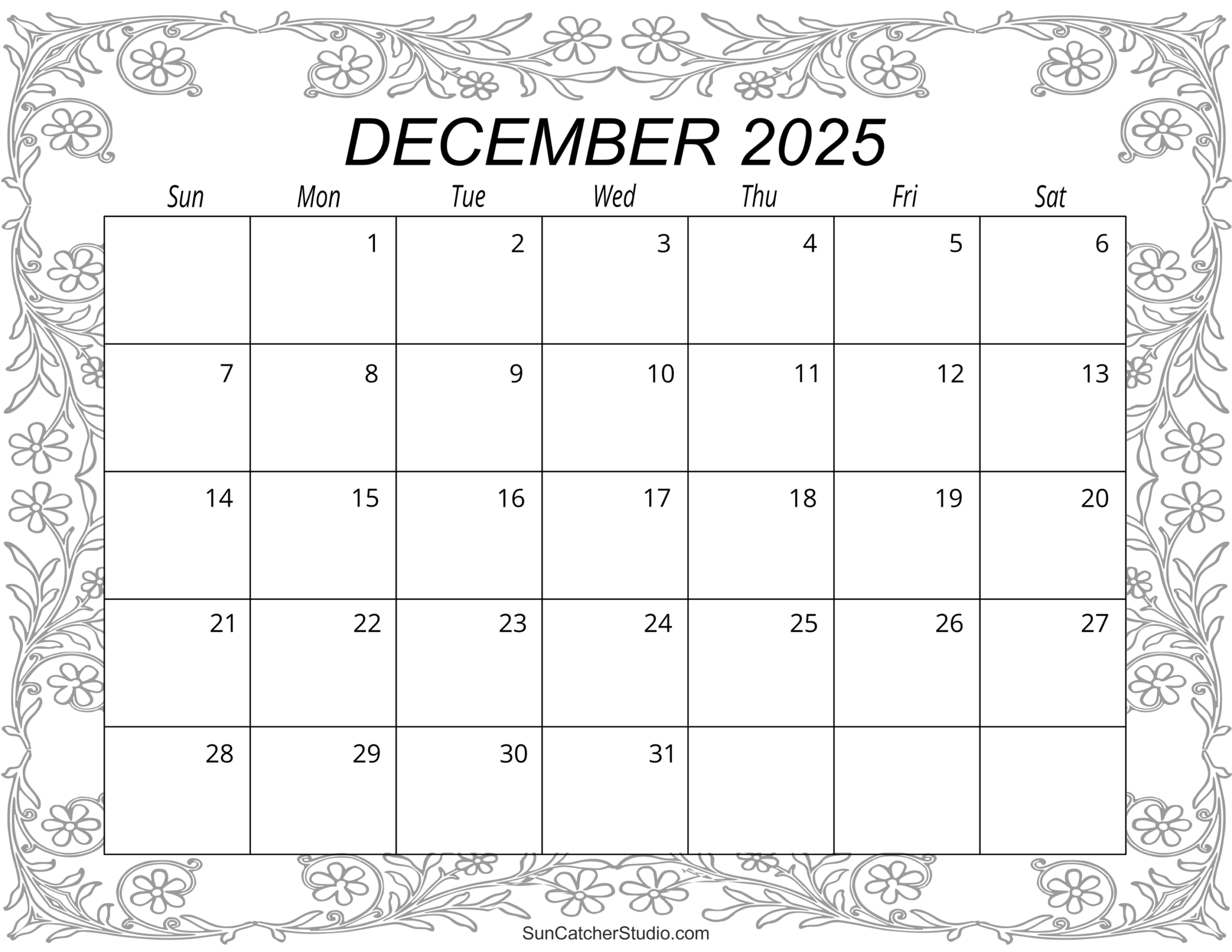 Free December Calendar 2025